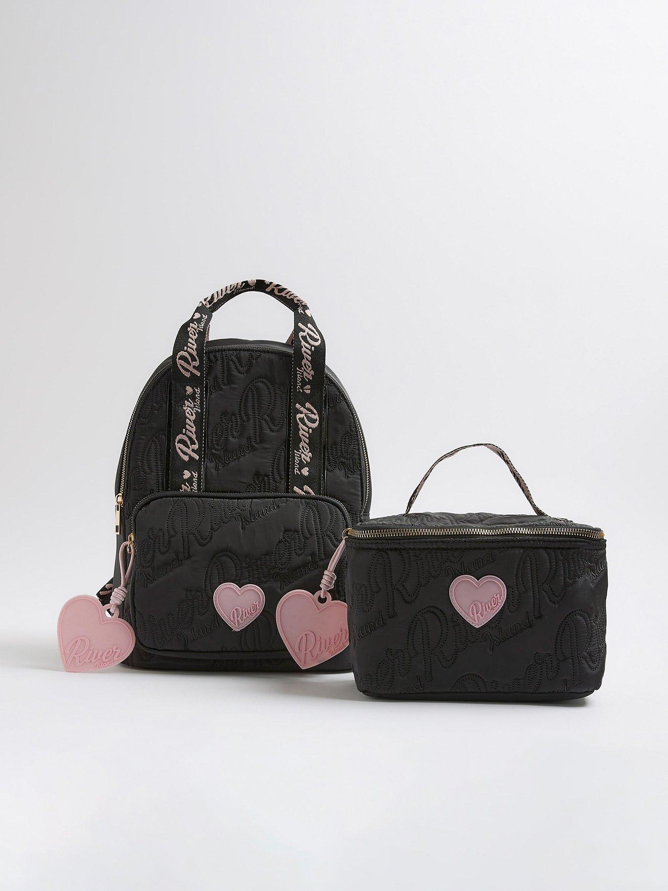Image 1 of 4 of River Island Older Girls Nylon Backpack Bag Bundle - Black