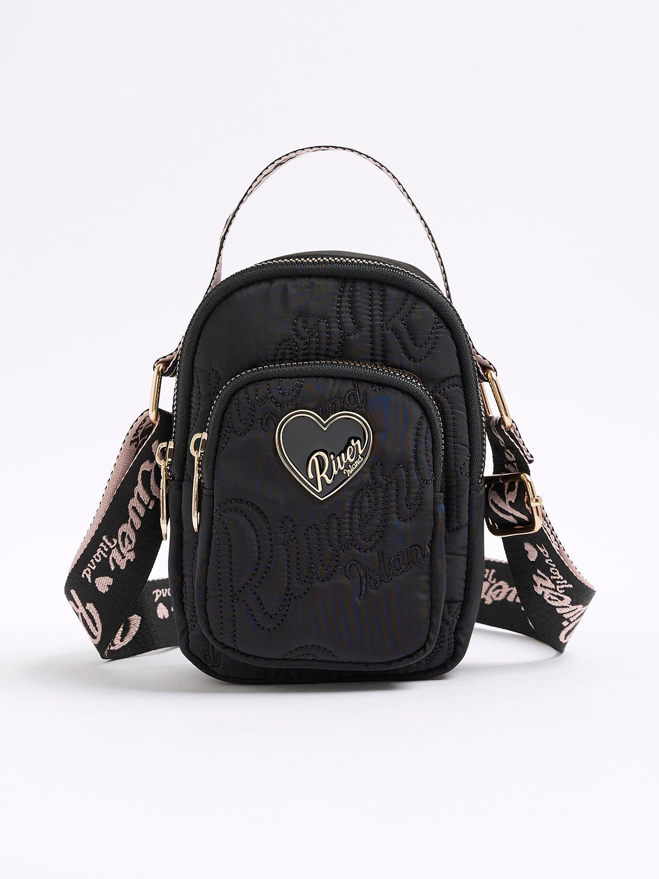 undefined Older Girls Nylon Heart Cross Body Bag - Black
