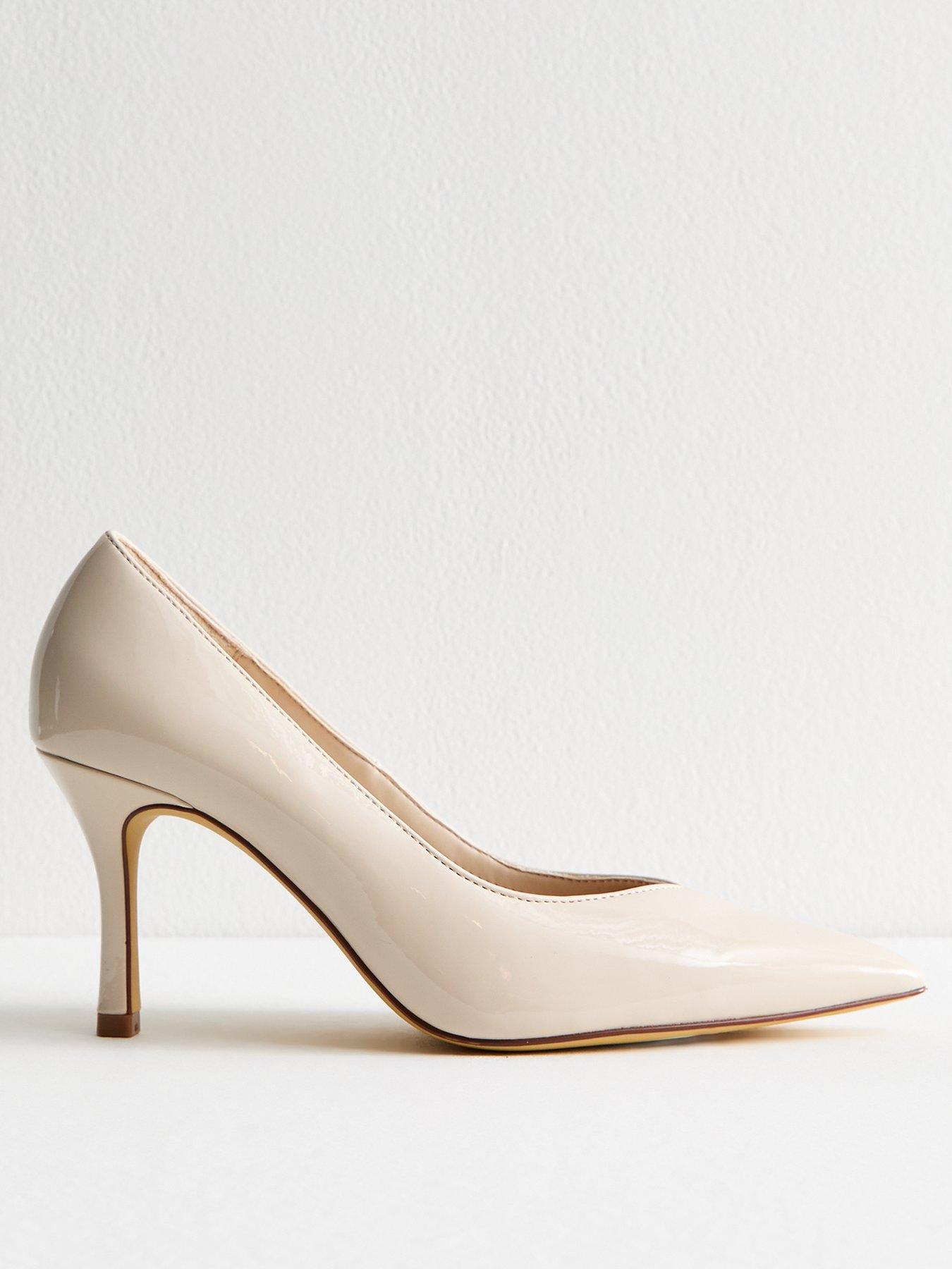 undefined Off White Faux Patent Court Shoes
