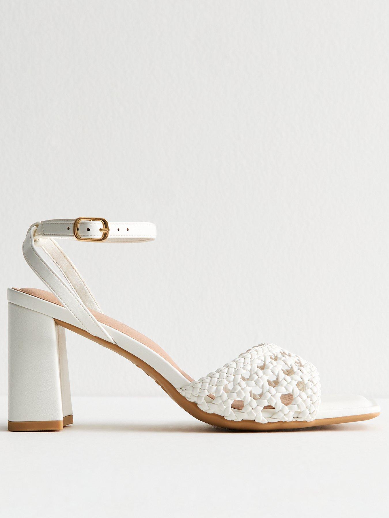undefined C Weaving 2 Part Block Heel Sandal 75 - White