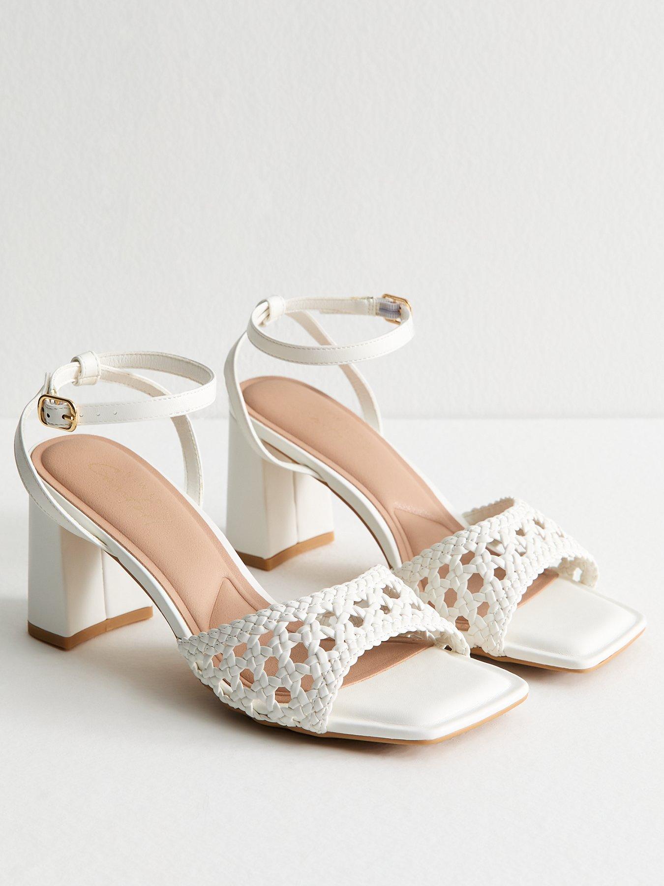 Image 2 of 6 of New Look C Weaving 2 Part Block Heel Sandal 75 - White
