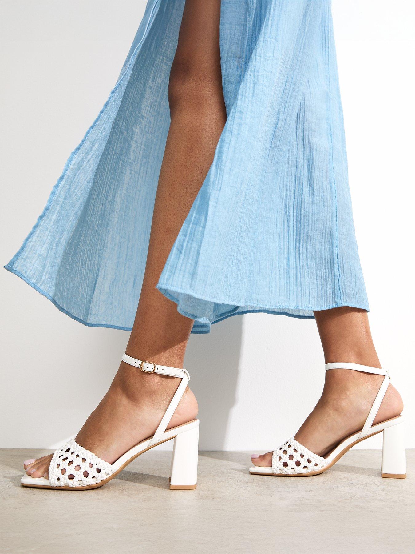 Image 5 of 6 of New Look C Weaving 2 Part Block Heel Sandal 75 - White