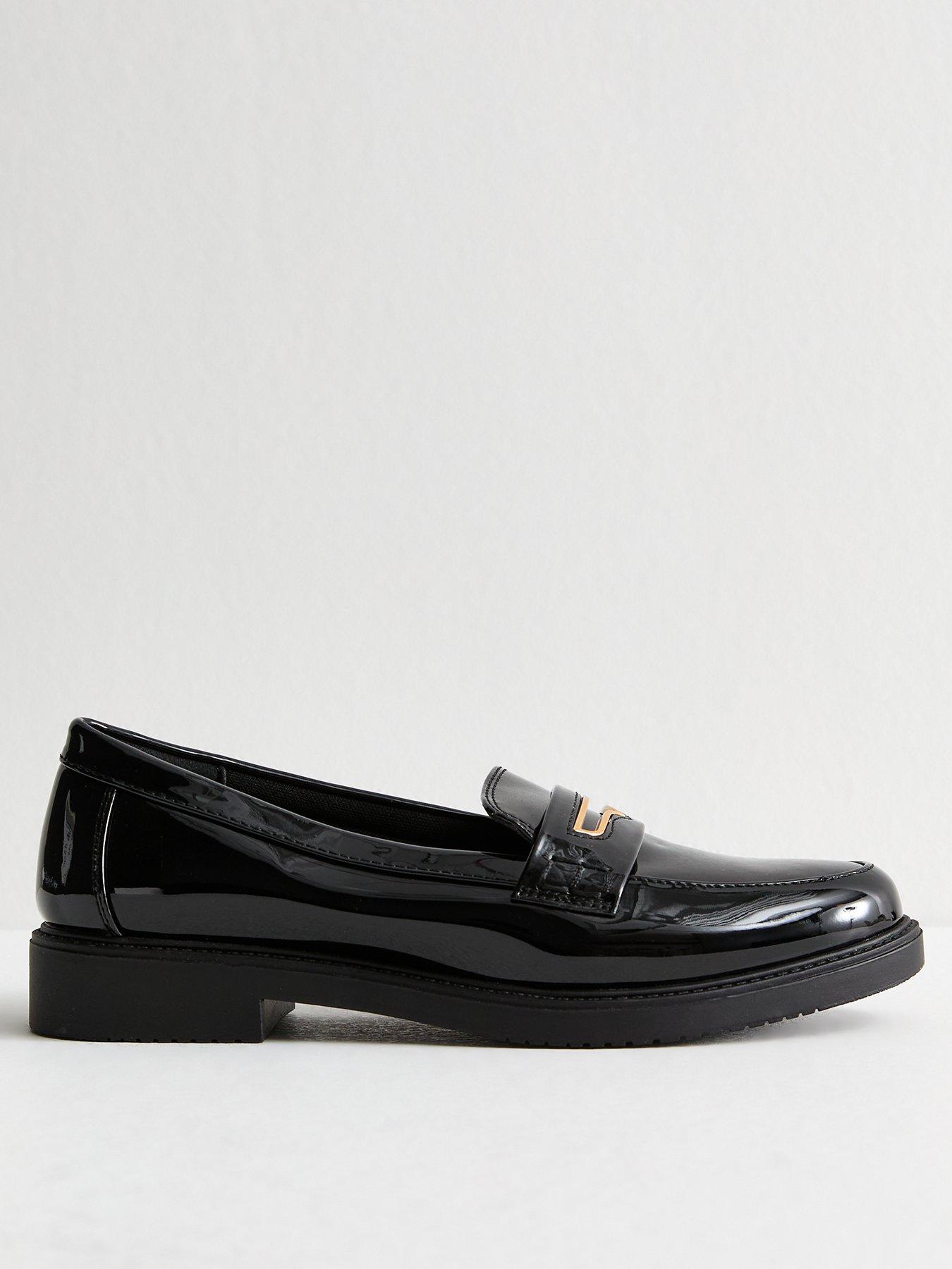 New Look Black Patent Faux Leather Penny Loafers