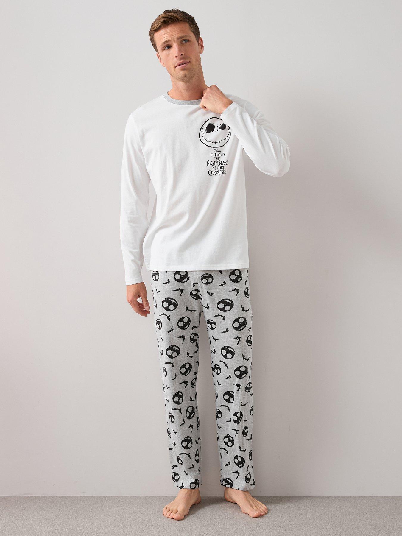 The Very Collection Mens Nightmare Before Christmas Long Leg Pyjama Set - White