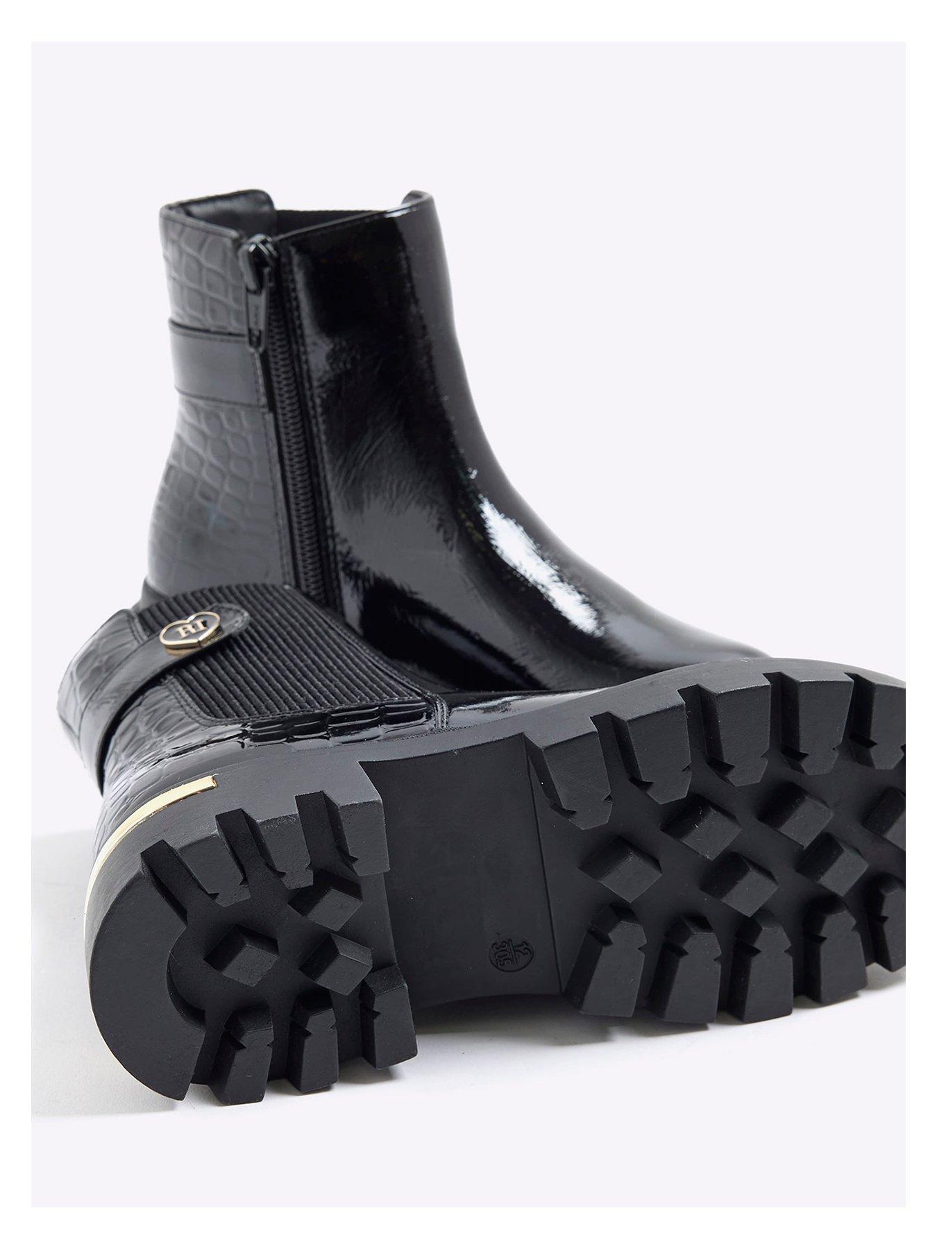 River Island Older Girls Heart Strap Chelsea Boots Black Very