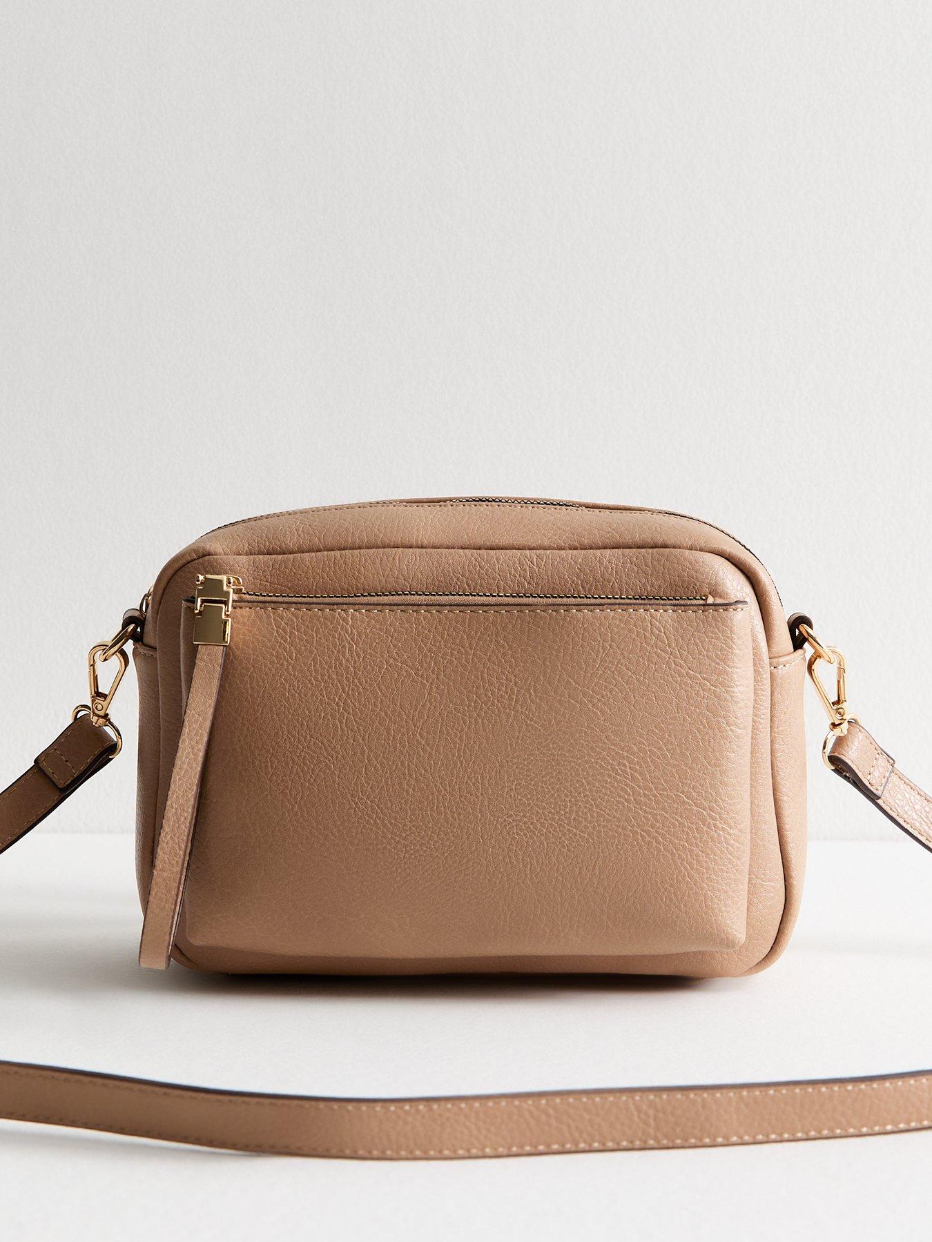 New Look Tan Grained Leather Crossbody Bag Very