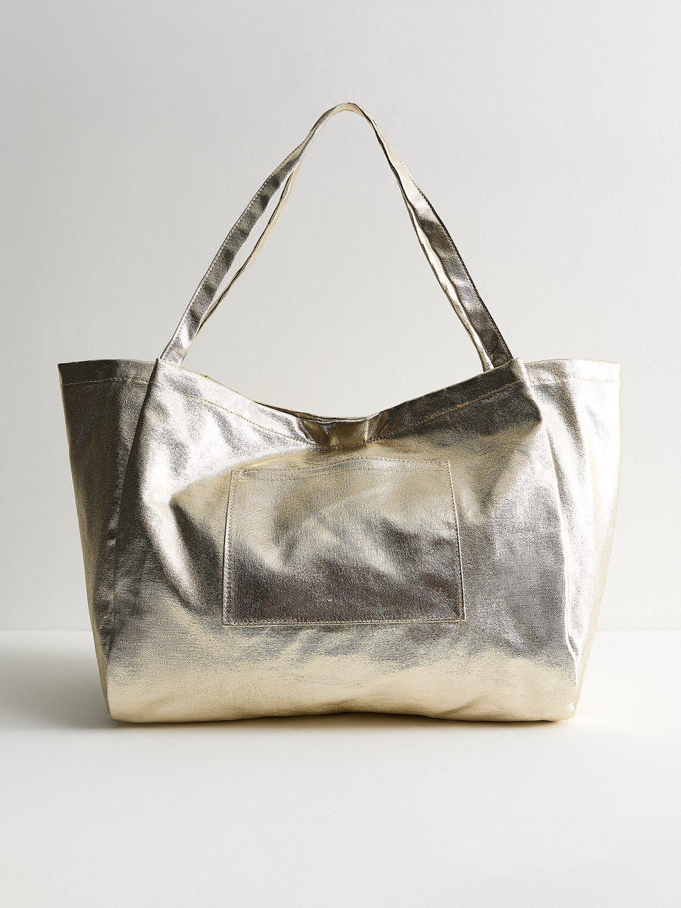 undefined Metallic Canvas Tote - Gold