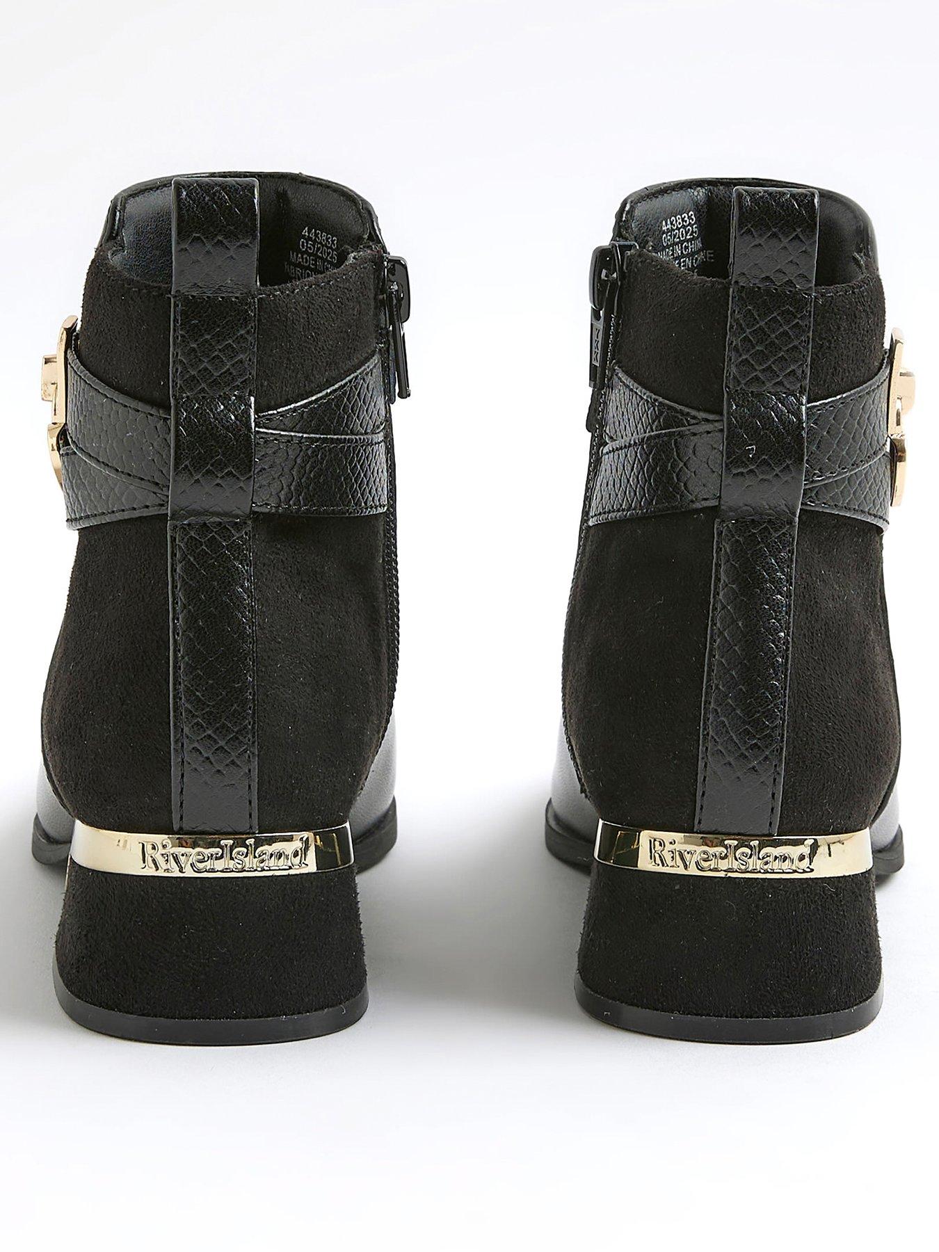 River Island Older Girls Heart Lock Ankle Boots Black Very