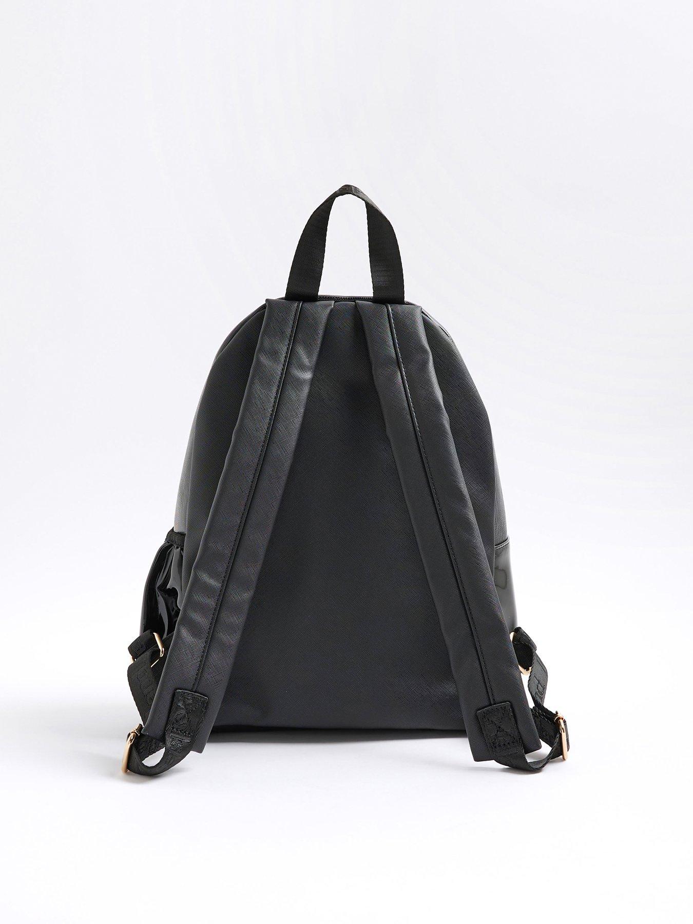 Image 2 of 5 of River Island Older Girls Heart Lock Pocket Backpack - Black