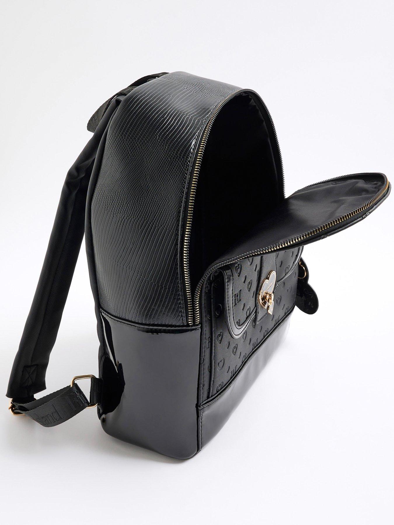 Image 4 of 5 of River Island Older Girls Heart Lock Pocket Backpack - Black
