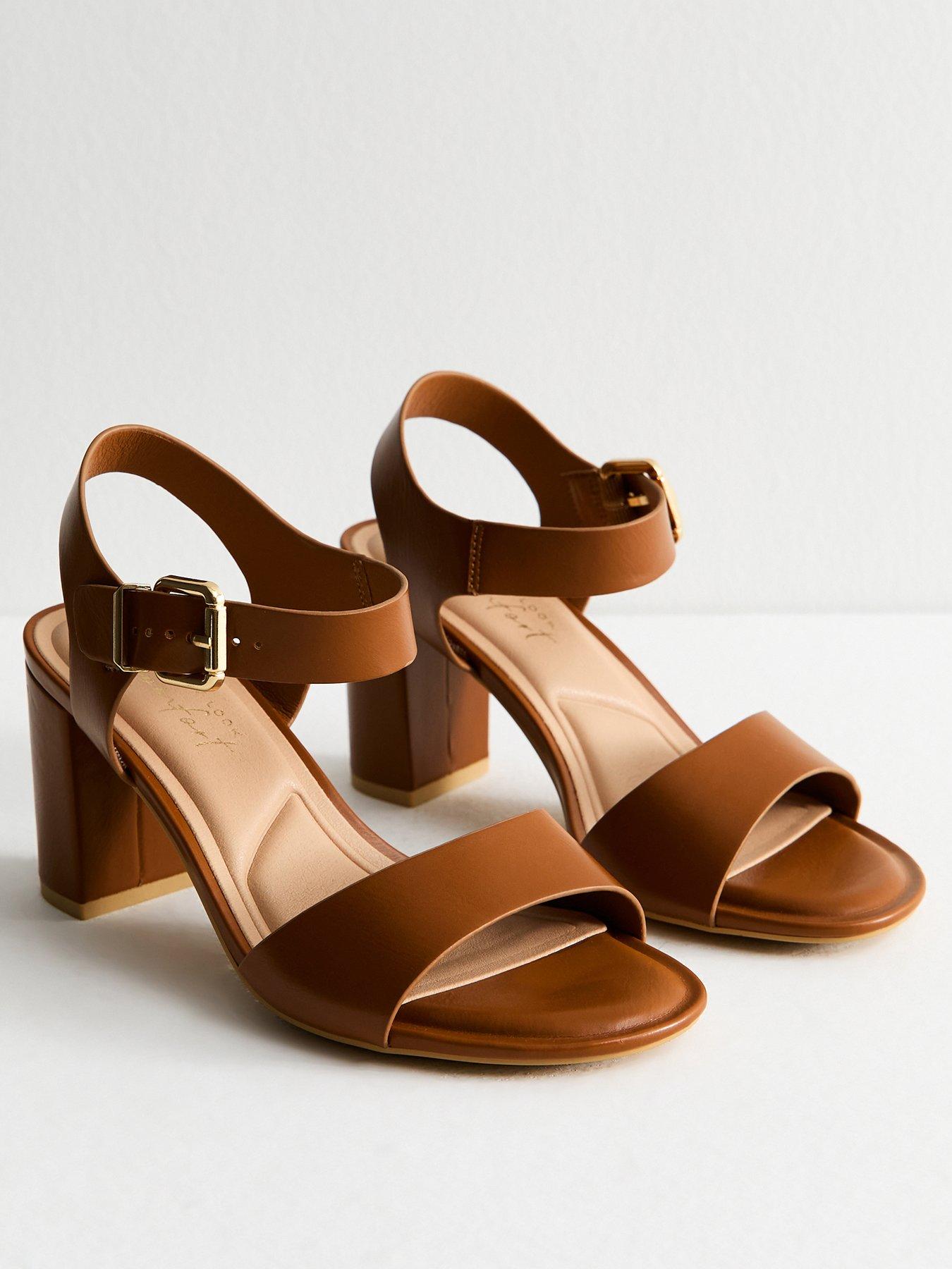 New Look Wide Fit Camel Faux Leather Block Heel Sandals Very