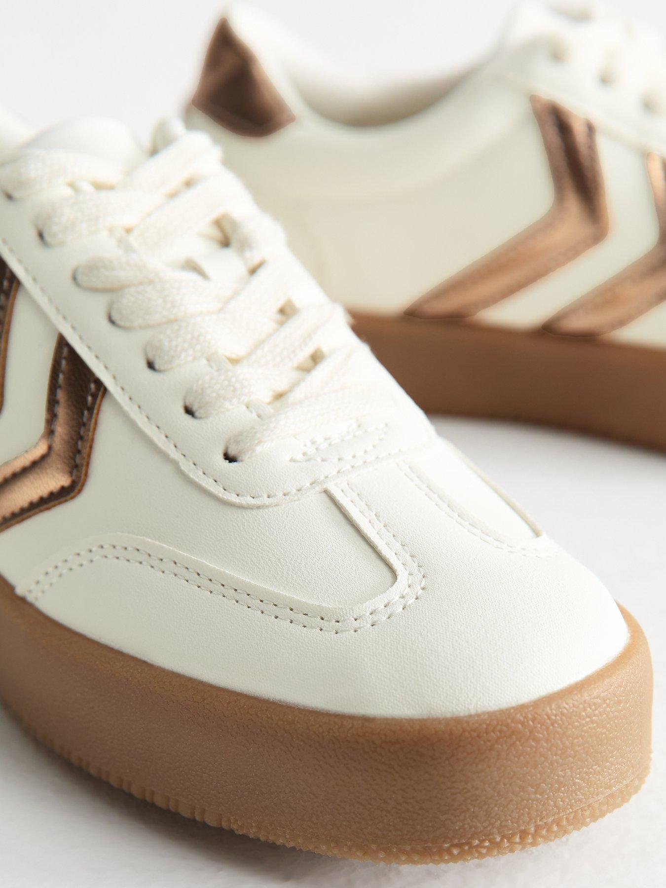 Image 4 of 5 of New Look White Faux Leather Panelled Flatform Trainers