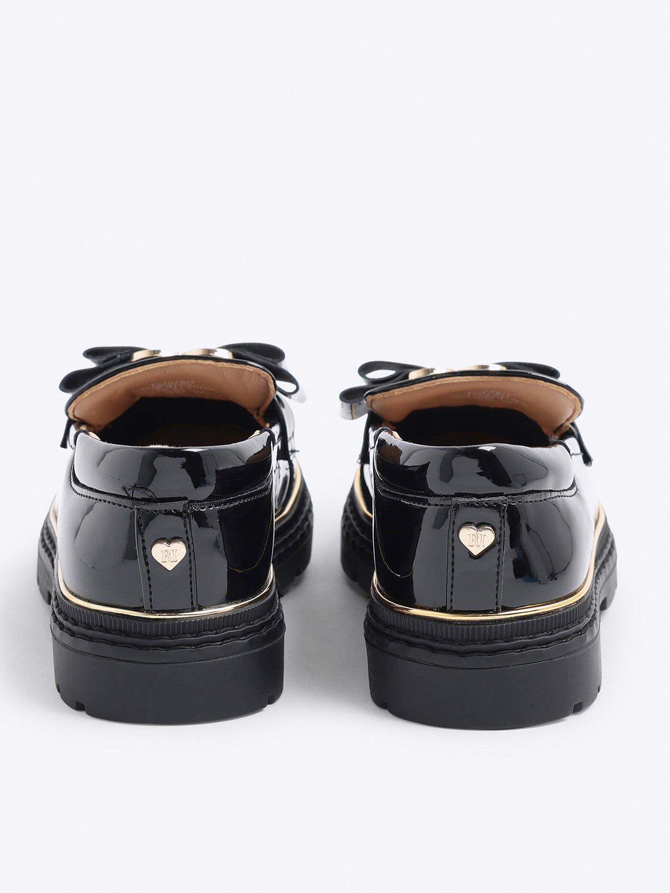 Image 3 of 5 of River Island Older Girls Bow Loafers - Black
