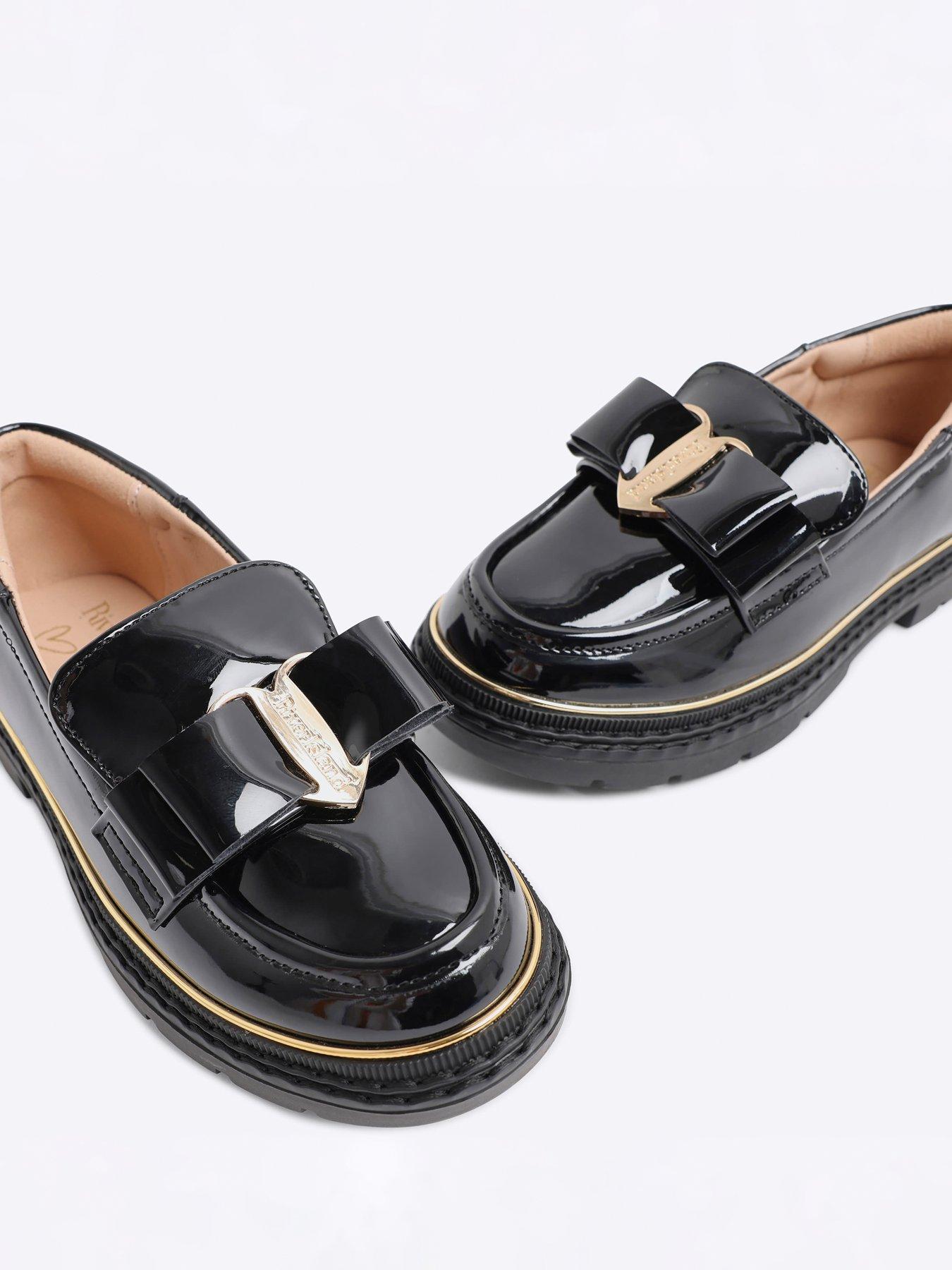 Image 4 of 5 of River Island Older Girls Bow Loafers - Black