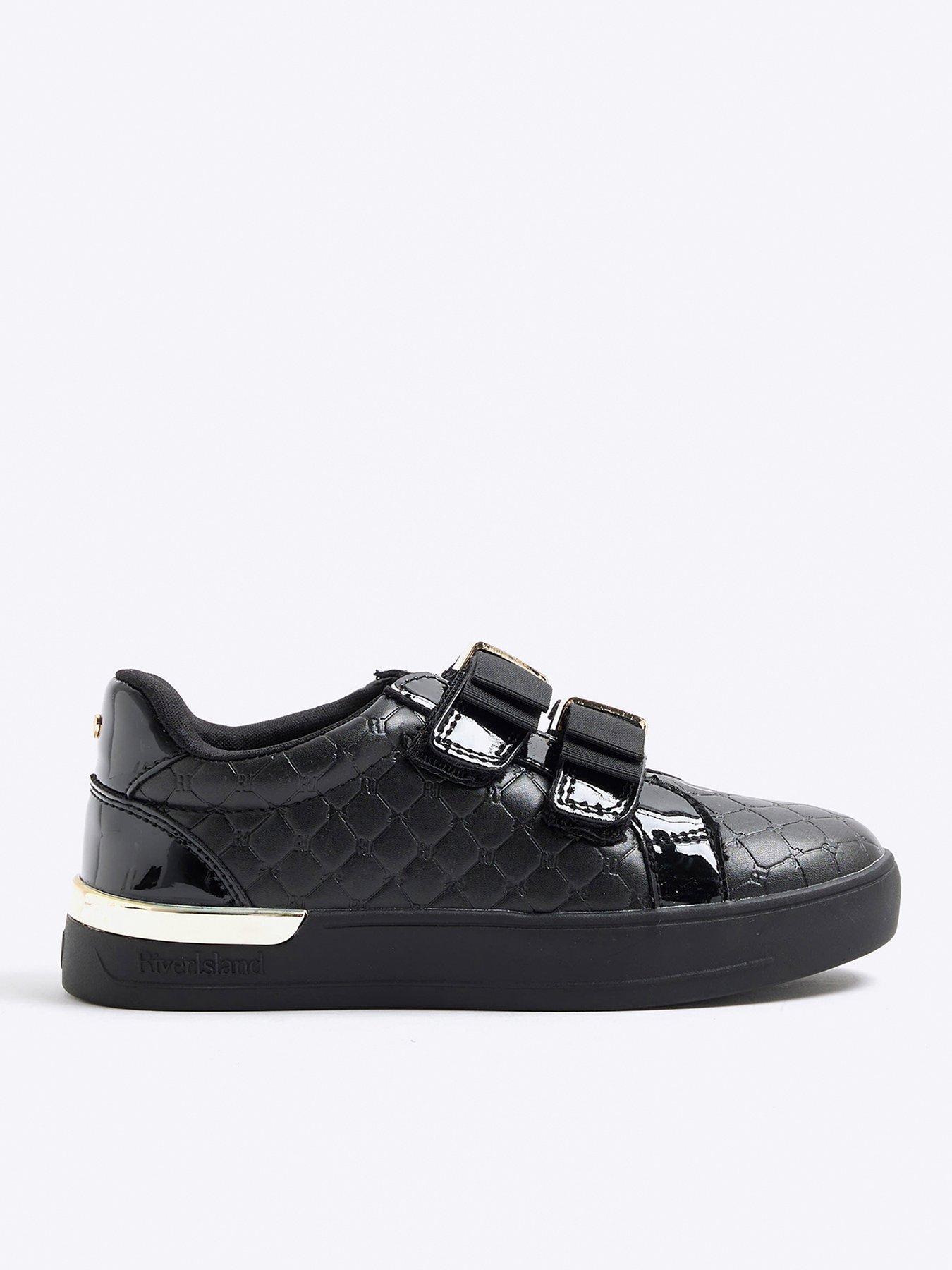 undefined Girls Double Bow Plimsoll Shoes - Black