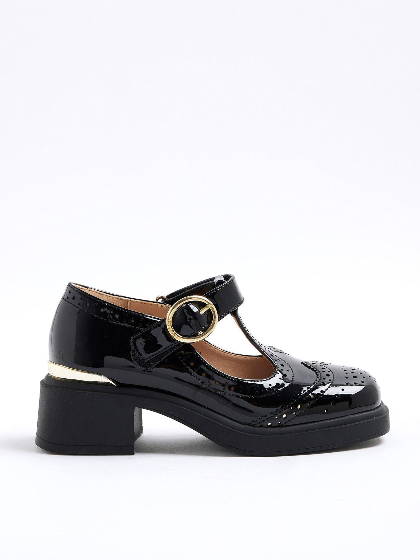 undefined Older Girls Heeled T-bar Mary Jane Shoes - Black