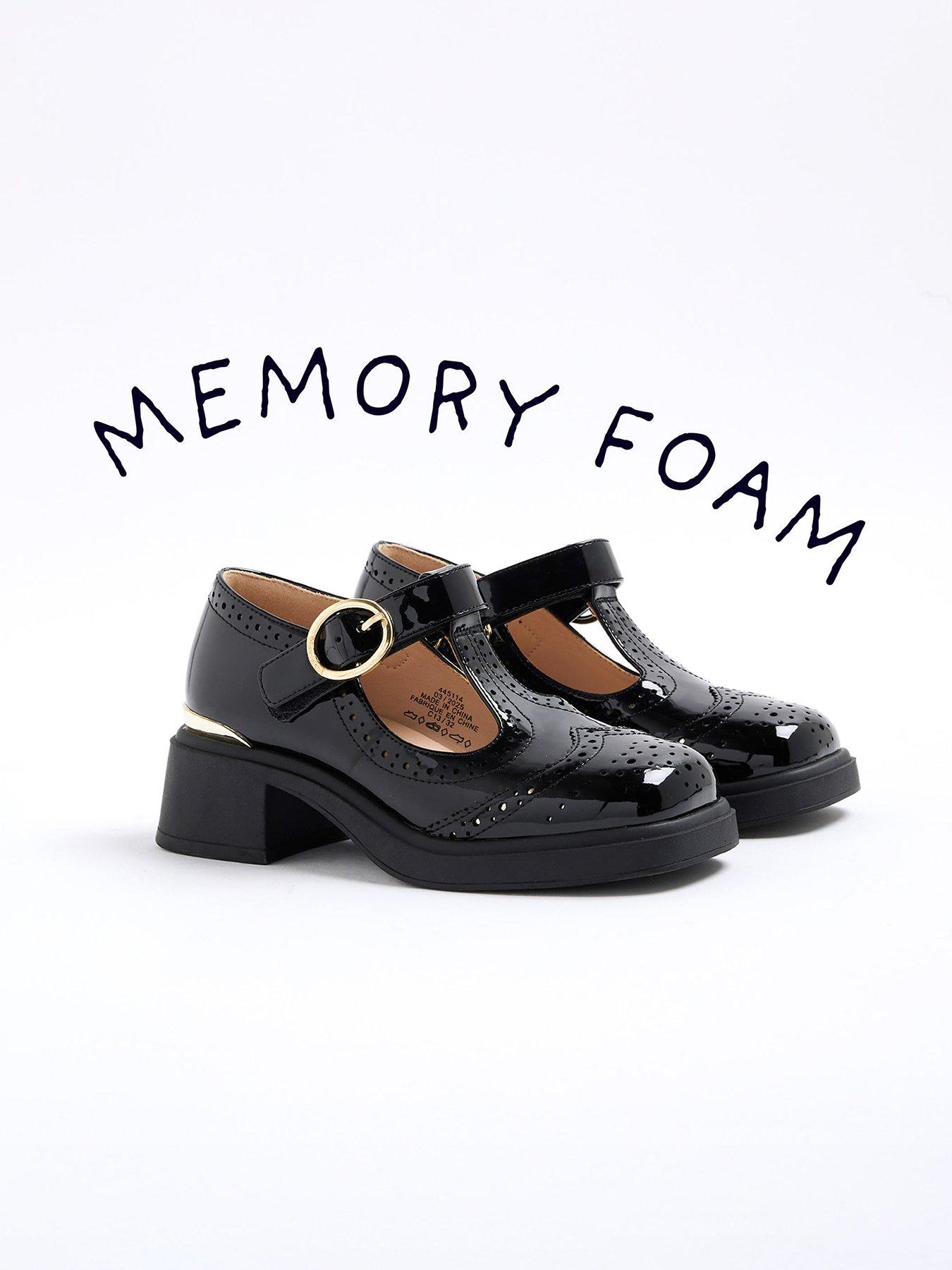 River Island Older Girls Heeled T-bar Mary Jane Shoes Black Very