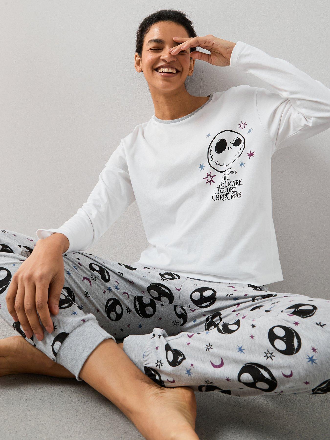 The Very Collection Ladies Nightmare Before Christmas Long Leg Pyjama Set - White