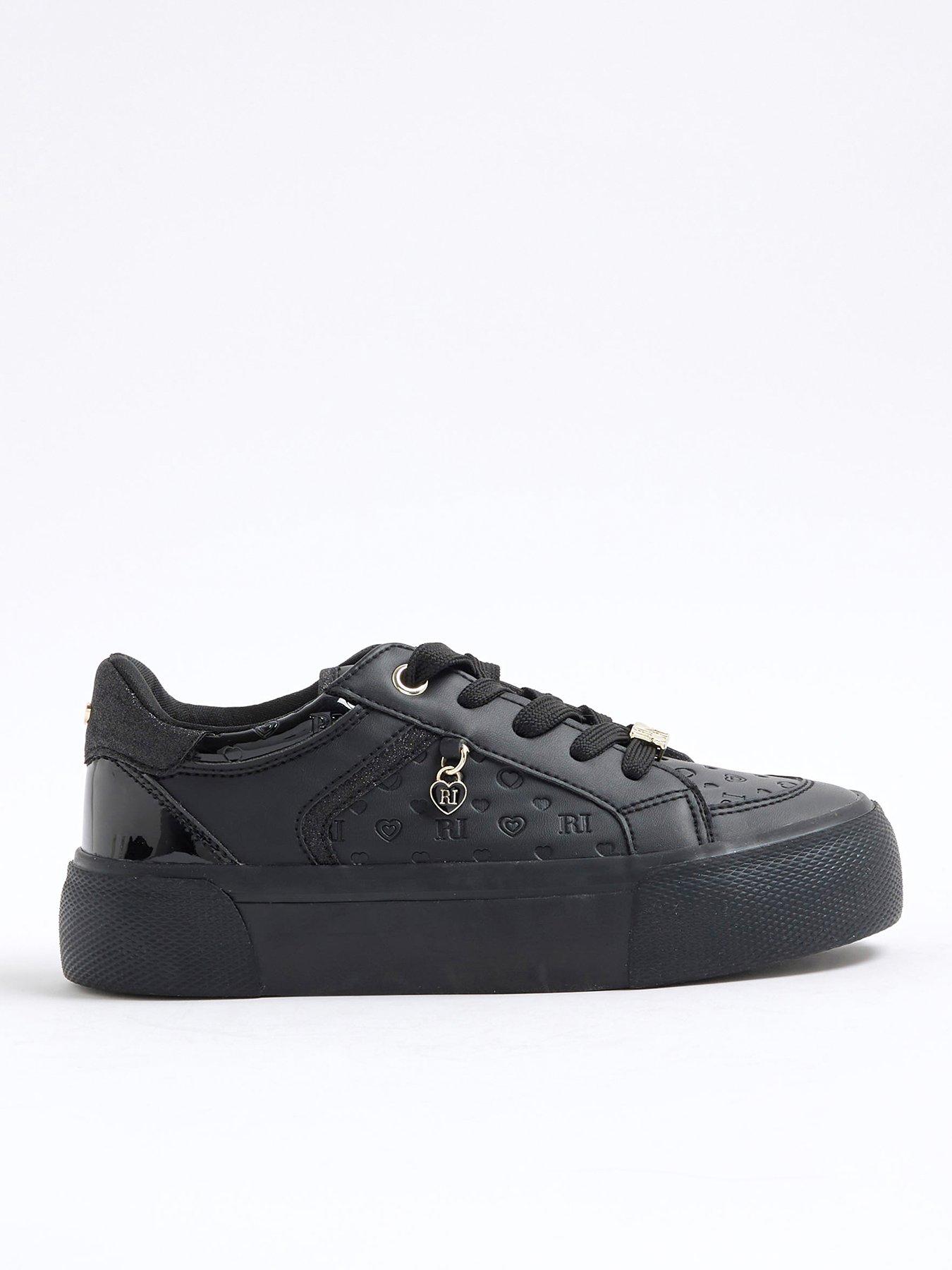 River Island Older Girls Monogram Trainers - Black