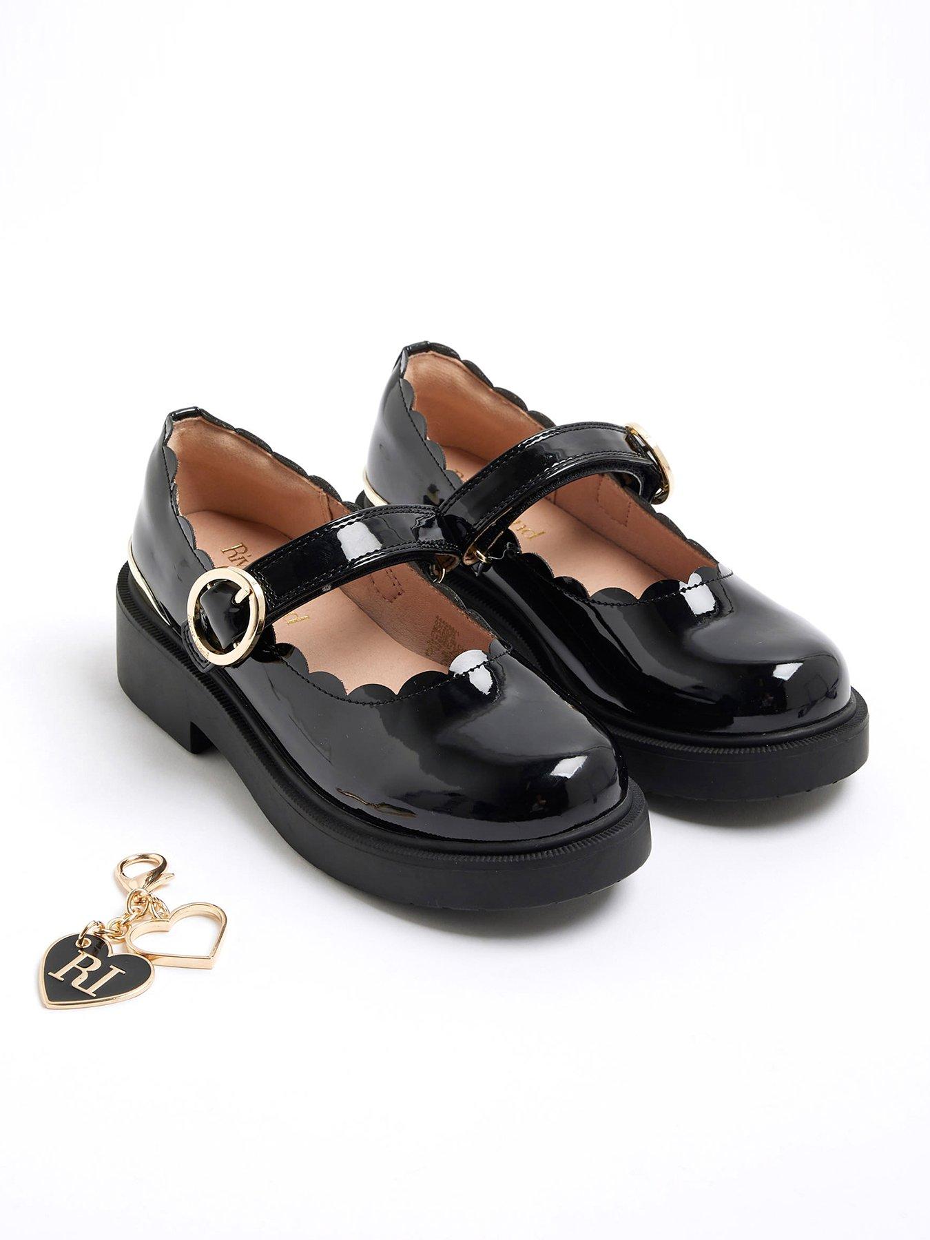 undefined Older Girls Scalloped Mary Jane Shoes - Black