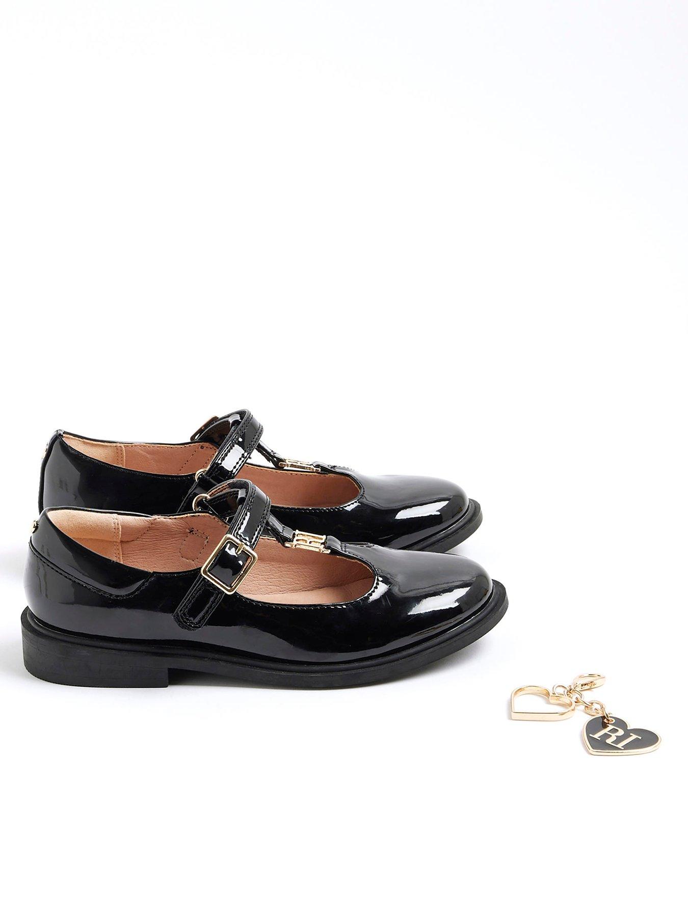 undefined Older Girls T-Bar Charm Ballet Pumps - Black