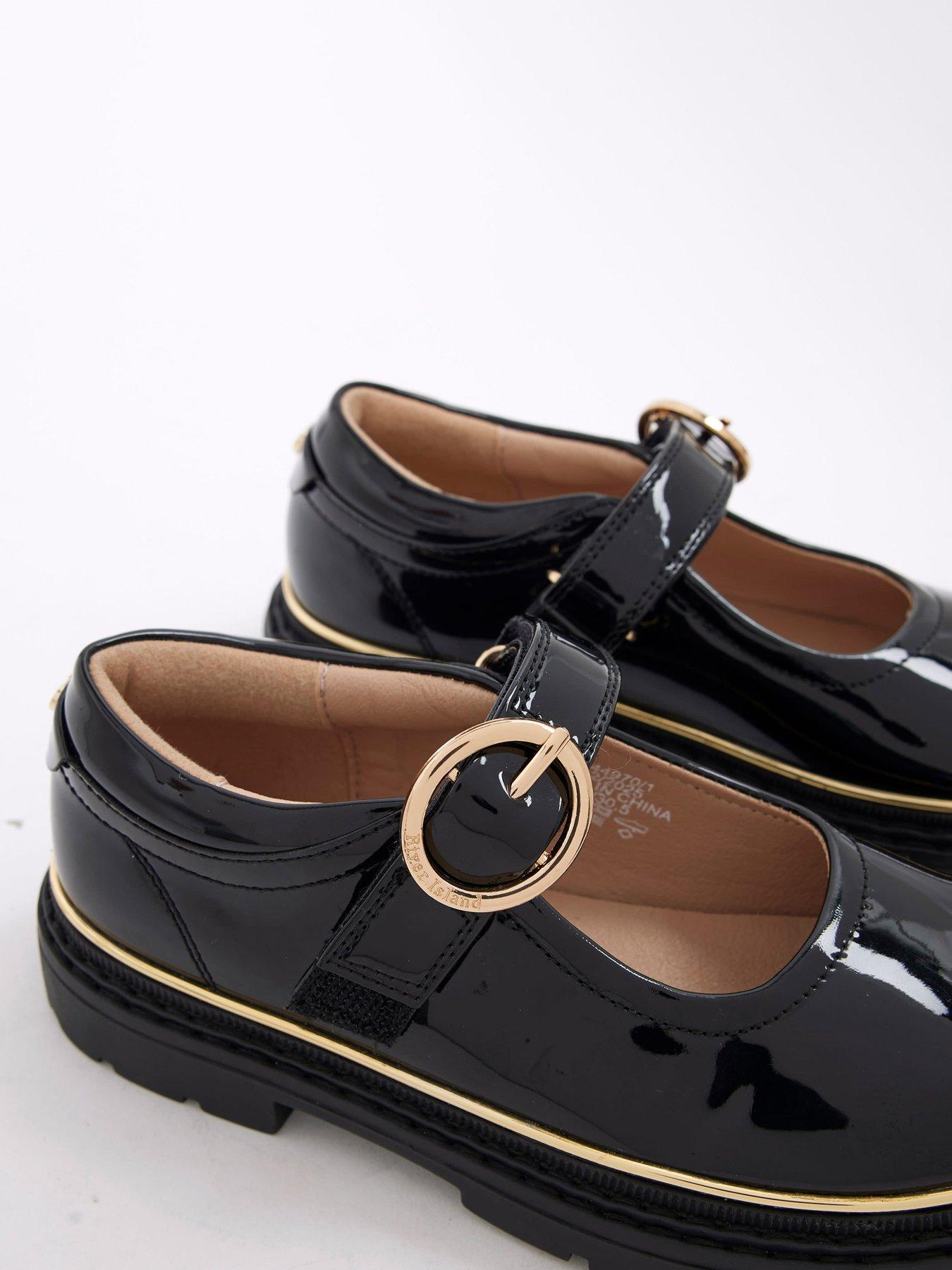 Image 4 of 5 of River Island Older Girls Oval Buckle Mary Jane Shoes - Black