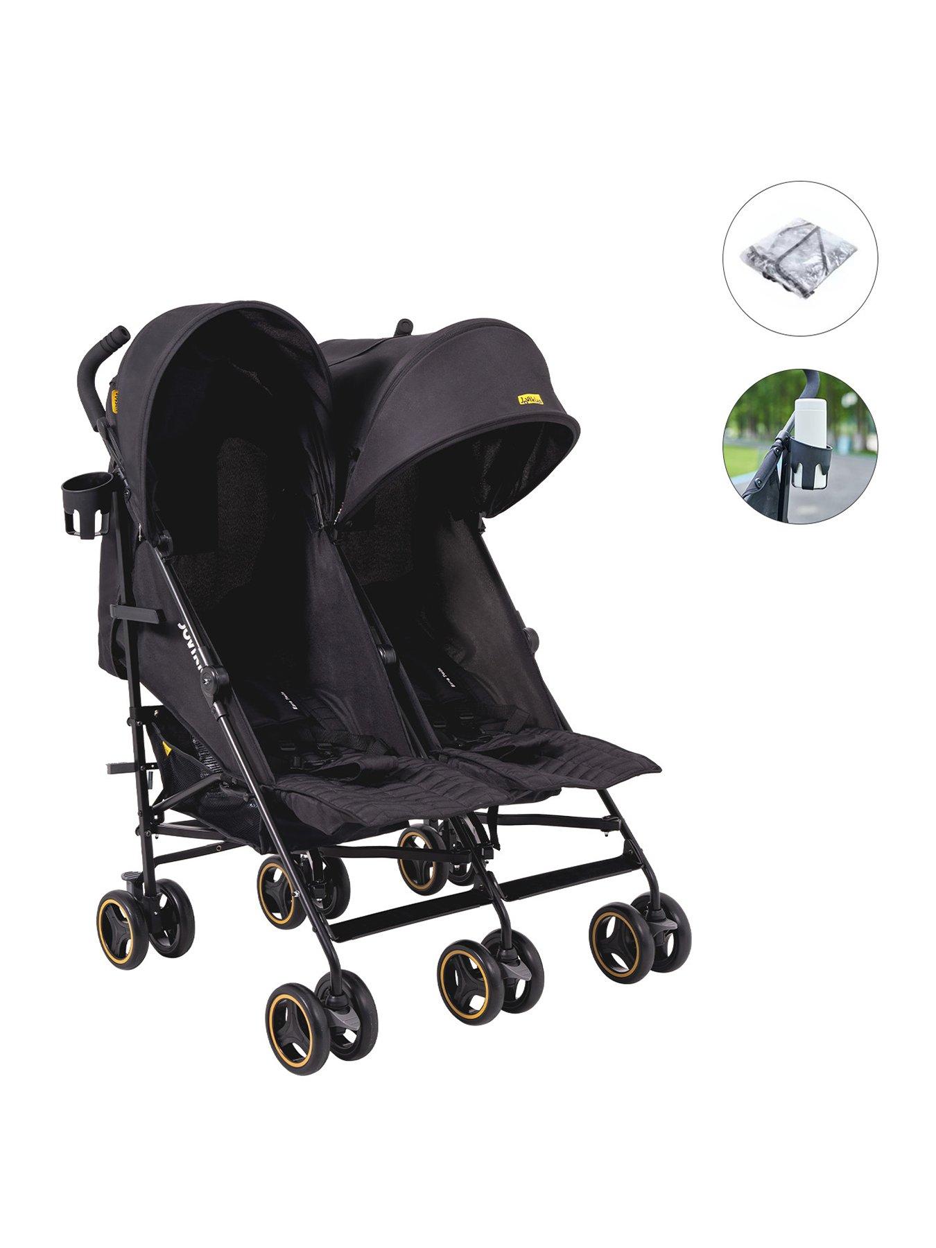 undefined Ezra Twin Stroller - Shadow Black