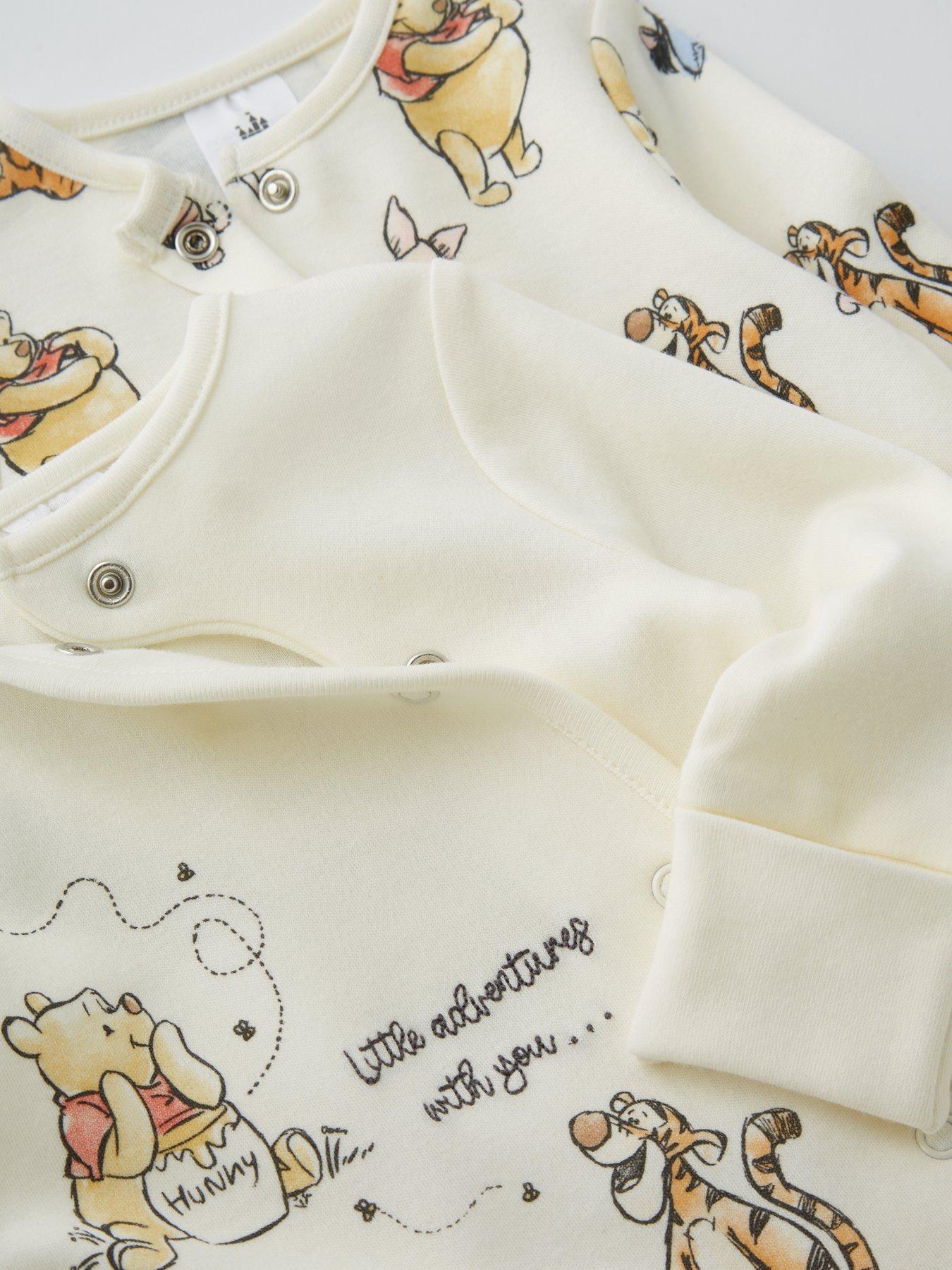 Image 4 of 4 of Winnie The Pooh Disney Winnie The Pooh 2 Pack Sleepsuit - Cream