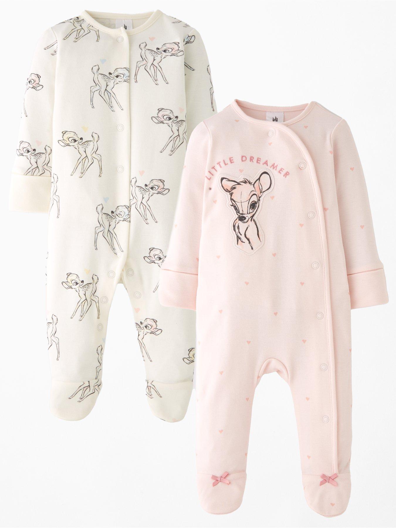 Image 1 of 5 of Bambi Disney Bambi 2 Pack Sleepsuit - Pink