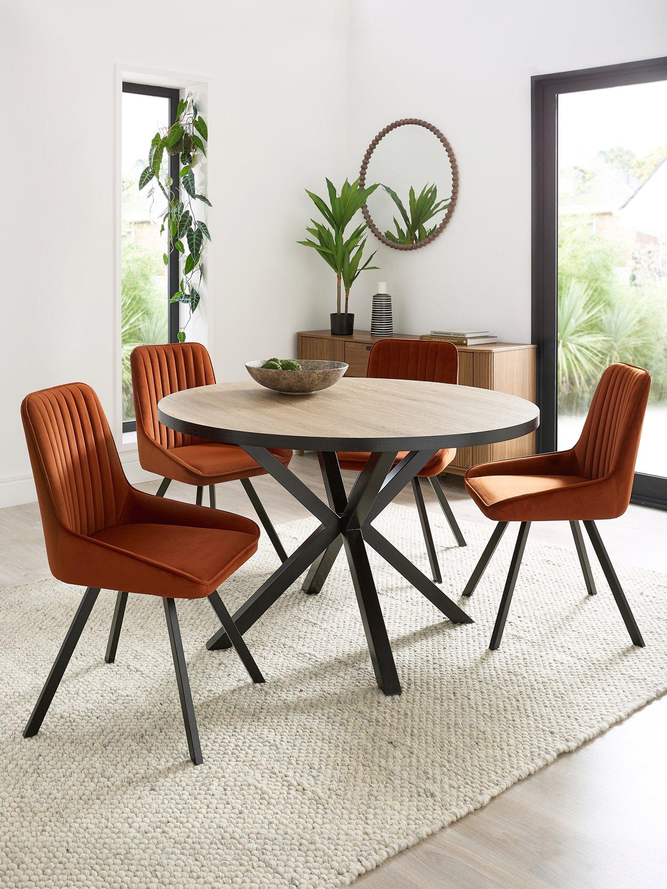 Image 1 of 7 of The Very Collection Oslo 120cm Round Dining Table &amp; 4 Marlow Chairs - FSC&reg; Certified