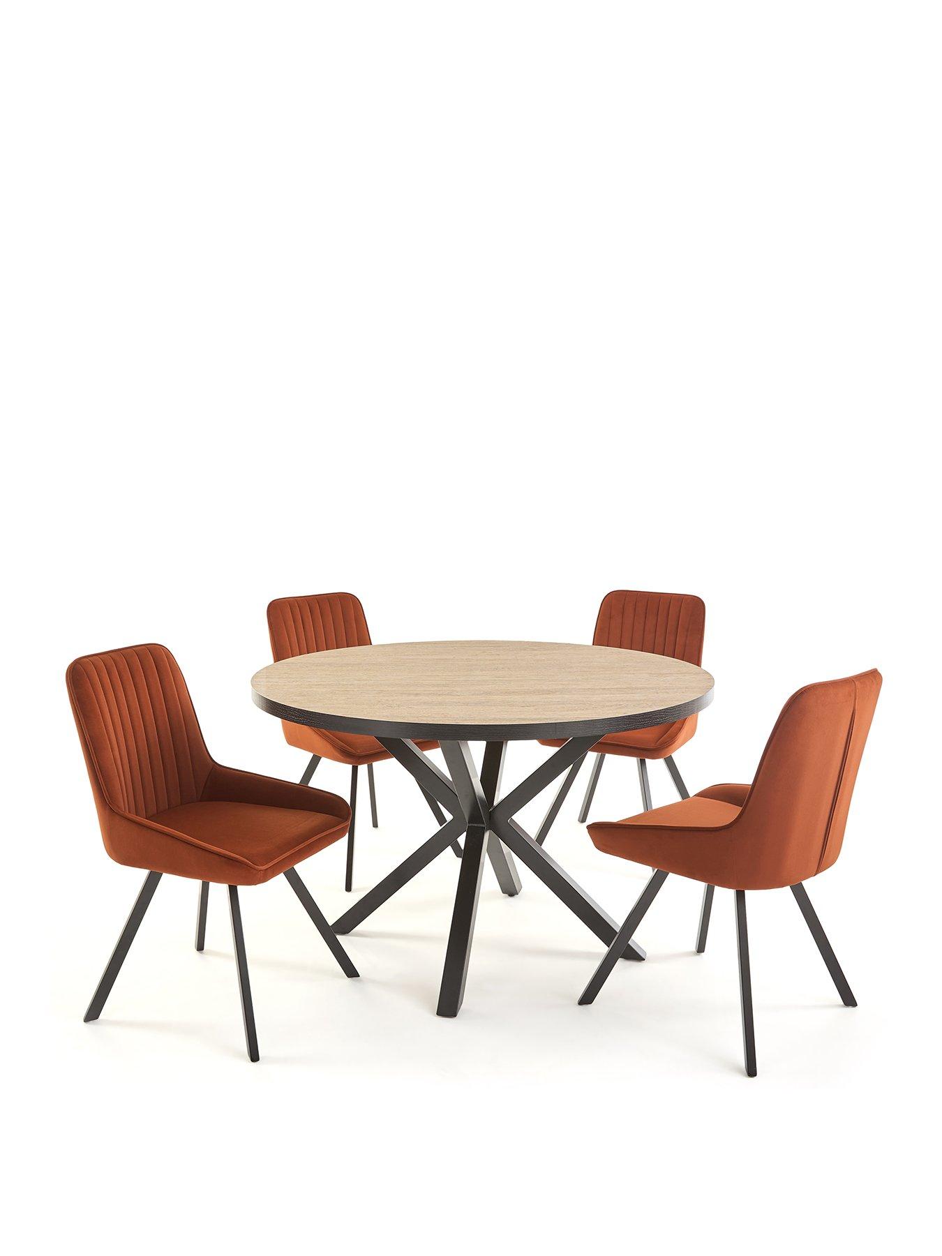 Image 2 of 7 of The Very Collection Oslo 120cm Round Dining Table &amp; 4 Marlow Chairs - FSC&reg; Certified
