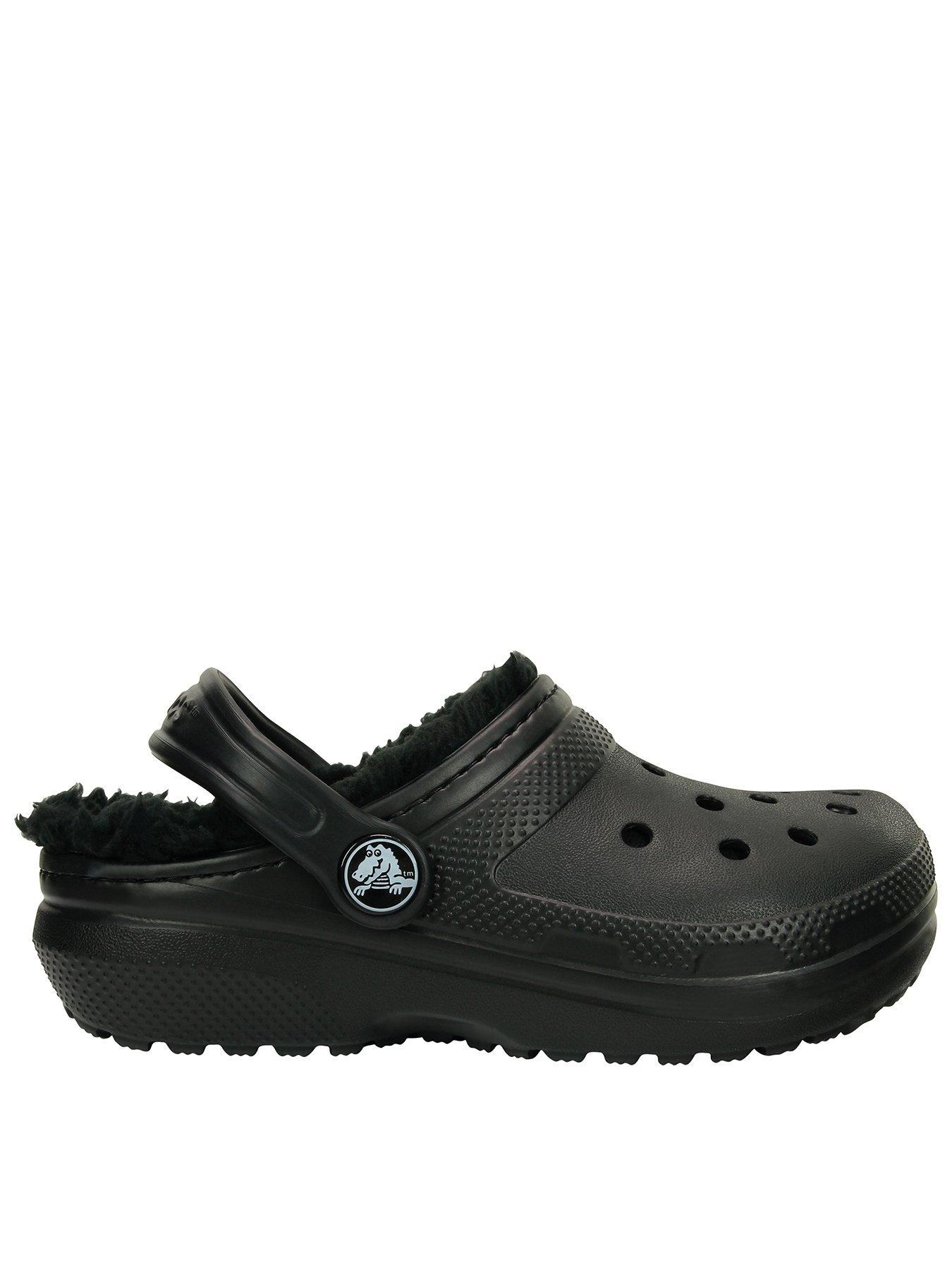 Crocs Junior/Youth Classic Lined Clogs, Black, Size 11 Younger