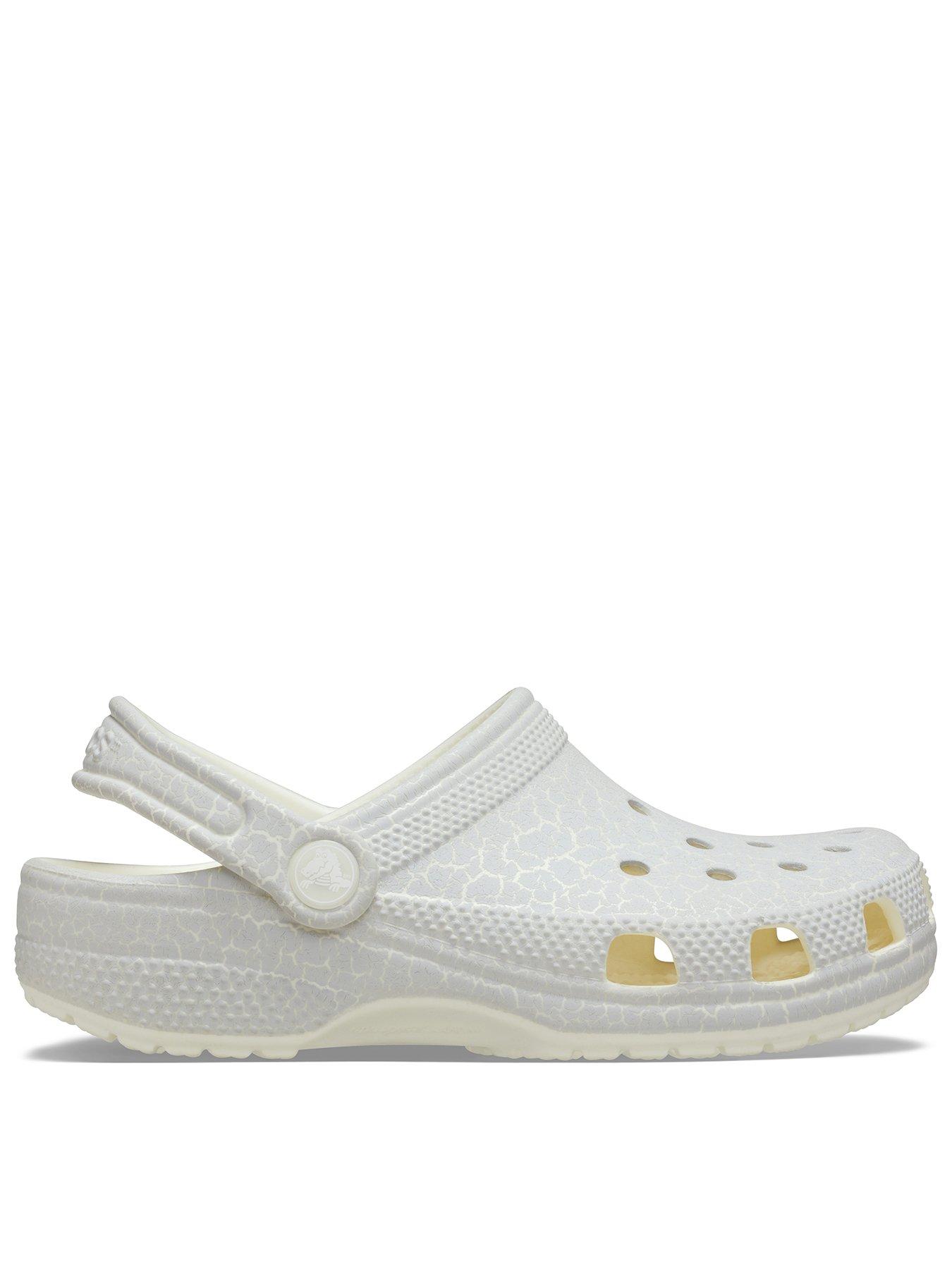 Crocs Infant / Junior Classic Glow Crackle Clogs - White