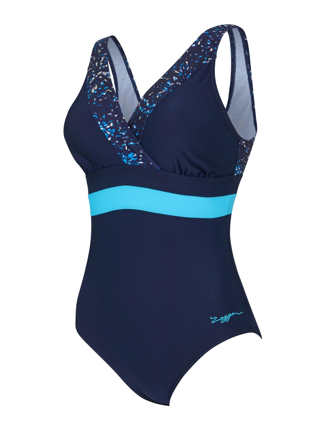 Zoggs Women's Boronia Square Back Swimsuit, Navy, Size 8, Women