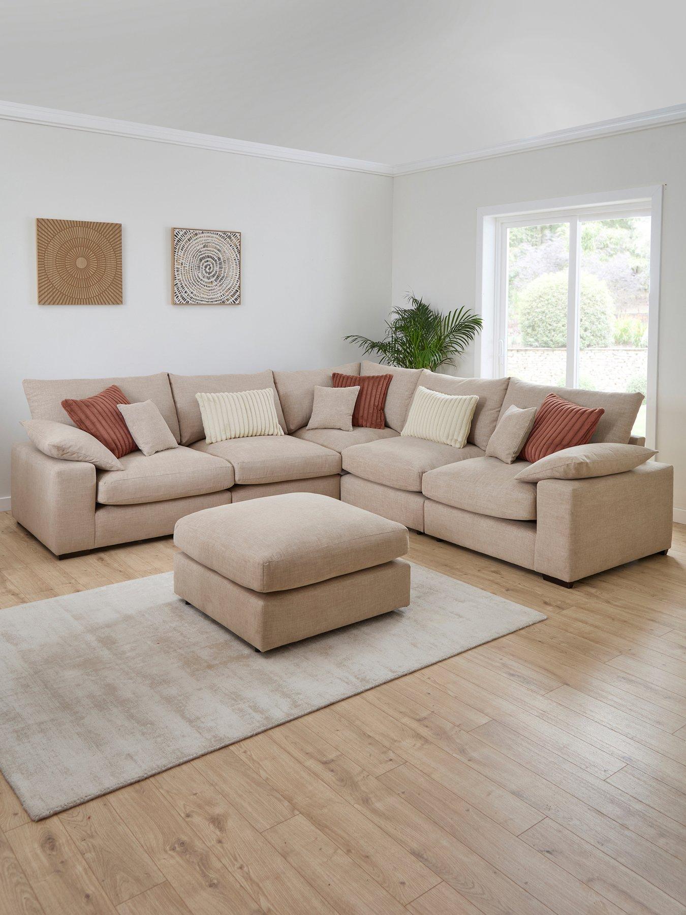Very Home Aston Double Arm Modular Corner Sofa with Footstool - Made to Order in the UK