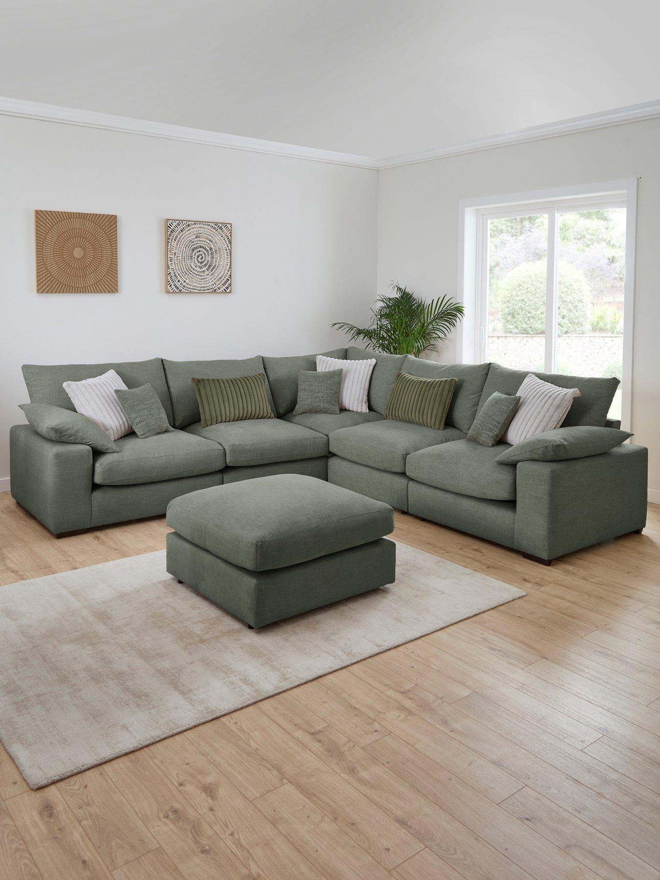 The Very Collection Aston Double Arm Modular Corner Sofa with Footstool - Made to Order in the UK