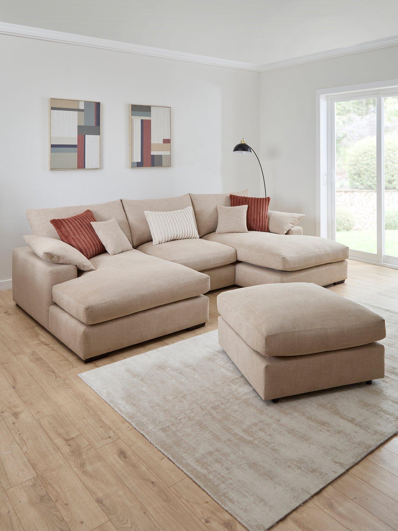 The Very Collection Aston U-shape Fabric Modular Sofa with Footstool - Made to Order in the UK