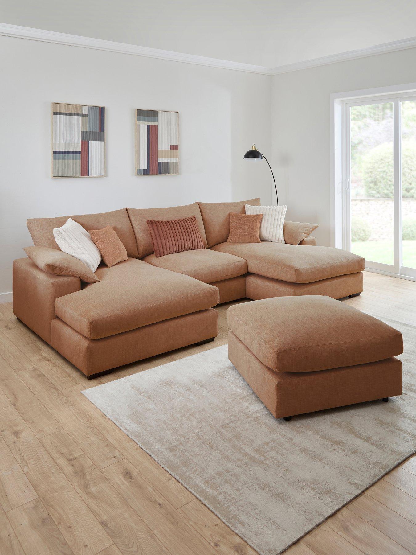 Very Home Aston U-shape Fabric Modular Sofa with Footstool - Made to Order in the UK