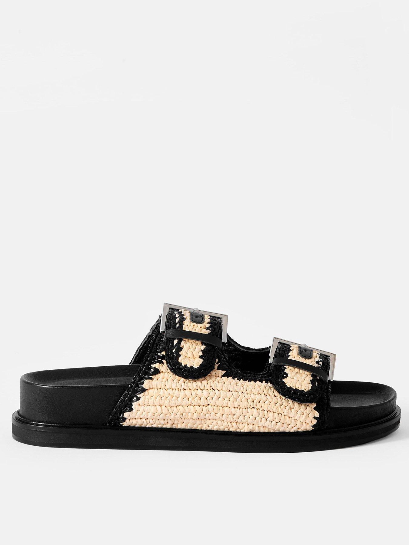 undefined Mal Raffia Sliders - Black