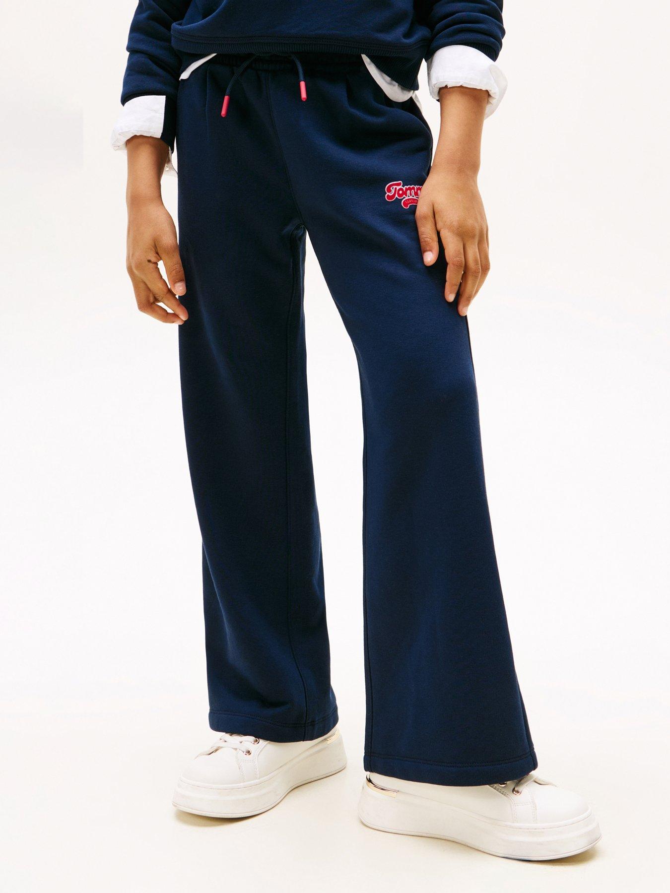 undefined Girls Wide Leg Varsity Flock Sweat Pants - Night Navy