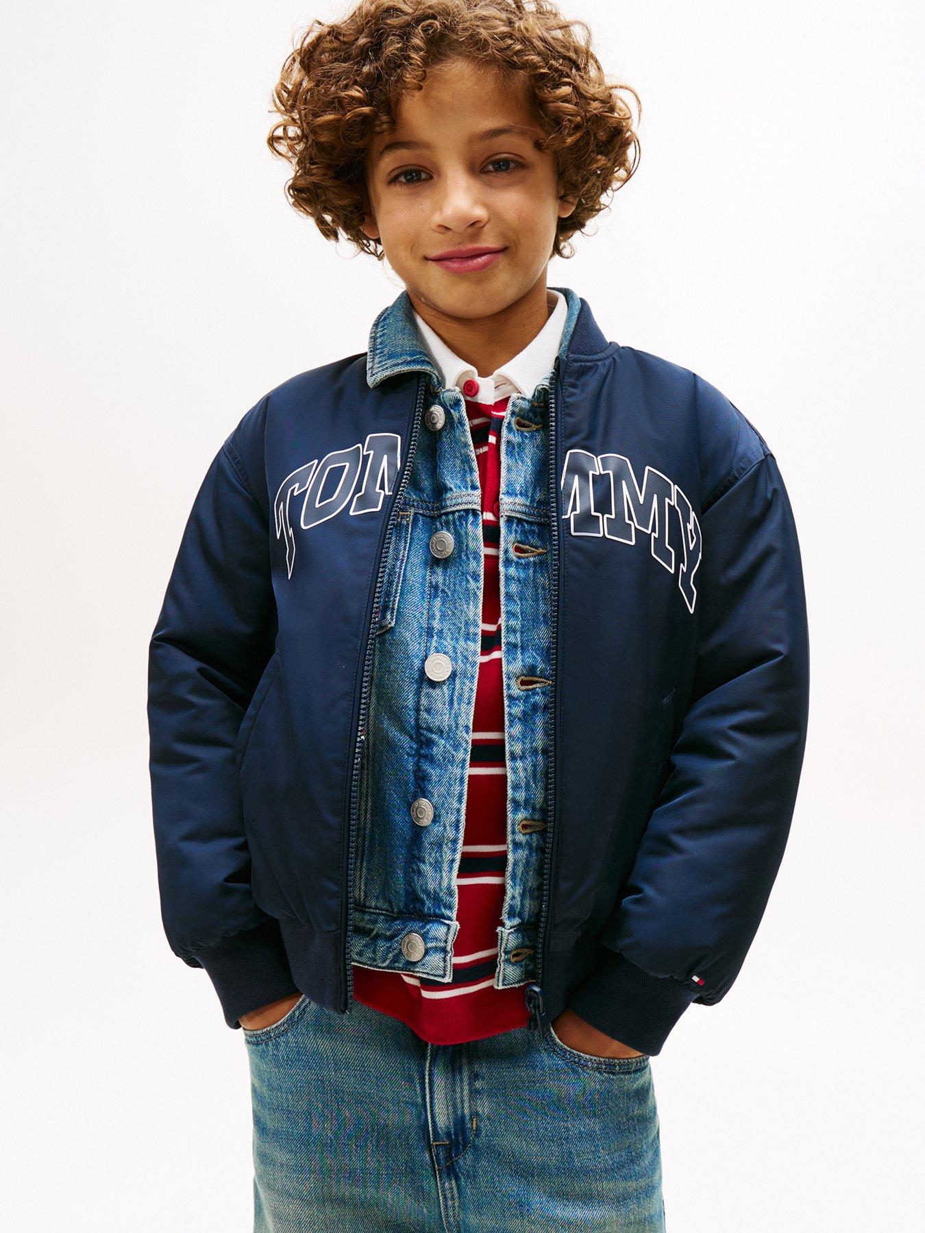 Image 1 of 5 of Tommy Hilfiger Boys Varsity Reversible Bomber - Night Navy