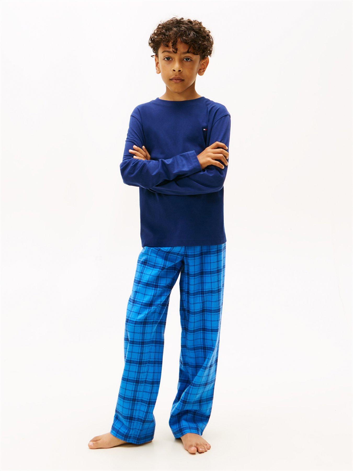 Tommy Hilfiger Boys Long Sleeve Flannel Print Pyjama Set - Navy