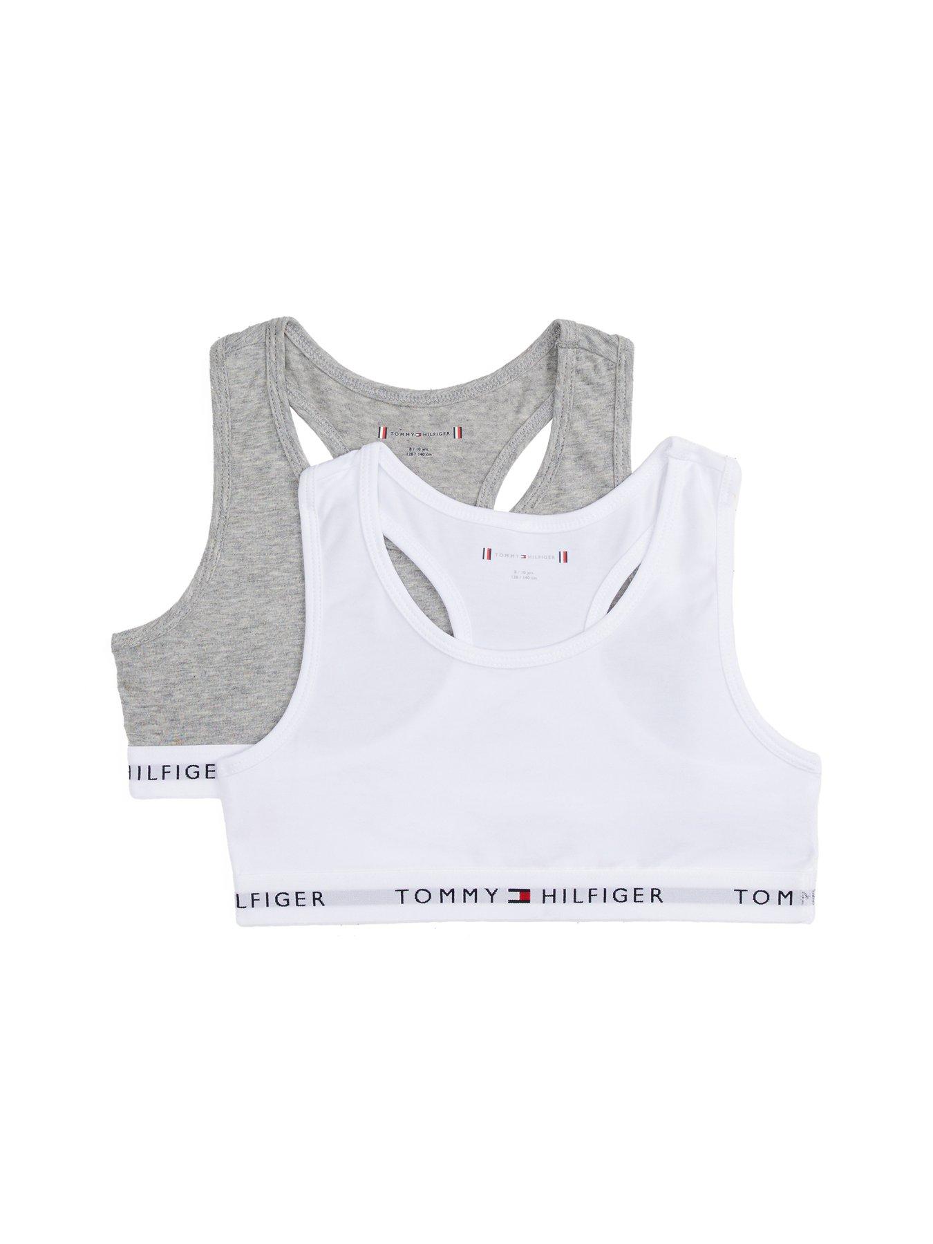 Tommy Hilfiger Girls 2 Pack Bralette Set - Light Grey/White