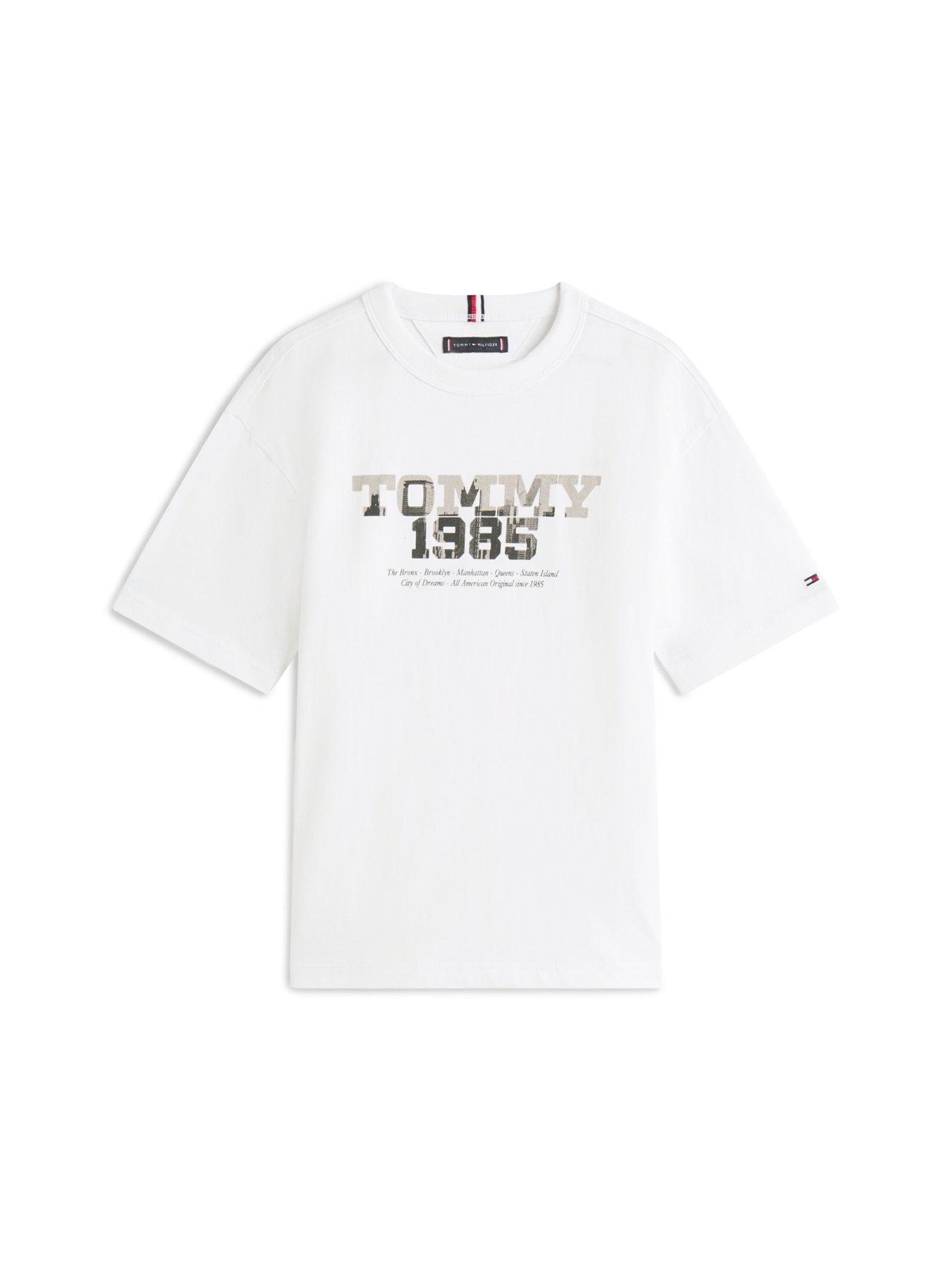 Image 5 of 5 of Tommy Hilfiger Boys 1985 Graphic Print Short Sleeve T-Shirt - White