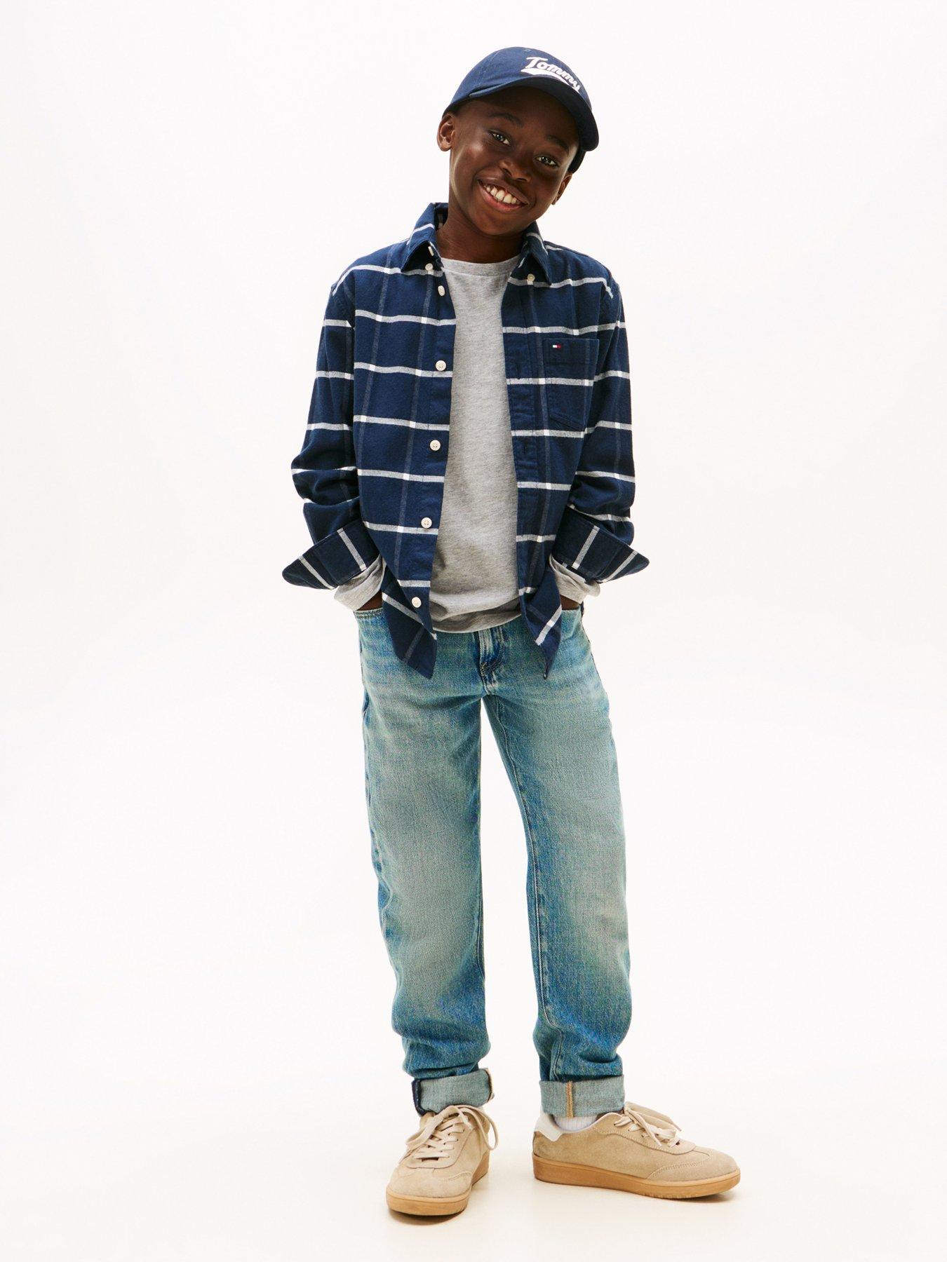 Image 2 of 5 of Tommy Hilfiger Boys Window Pane Check Long Sleeve Shirt - Check - Black