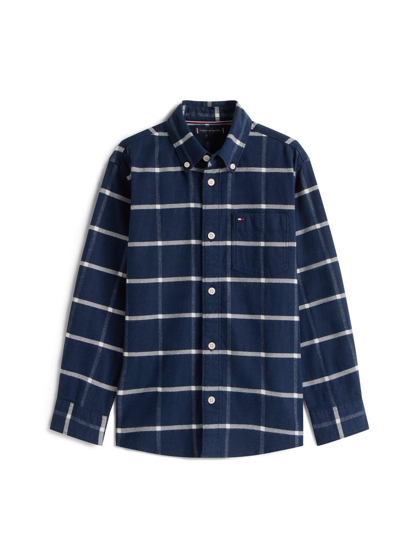 Image 5 of 5 of Tommy Hilfiger Boys Window Pane Check Long Sleeve Shirt - Check - Black