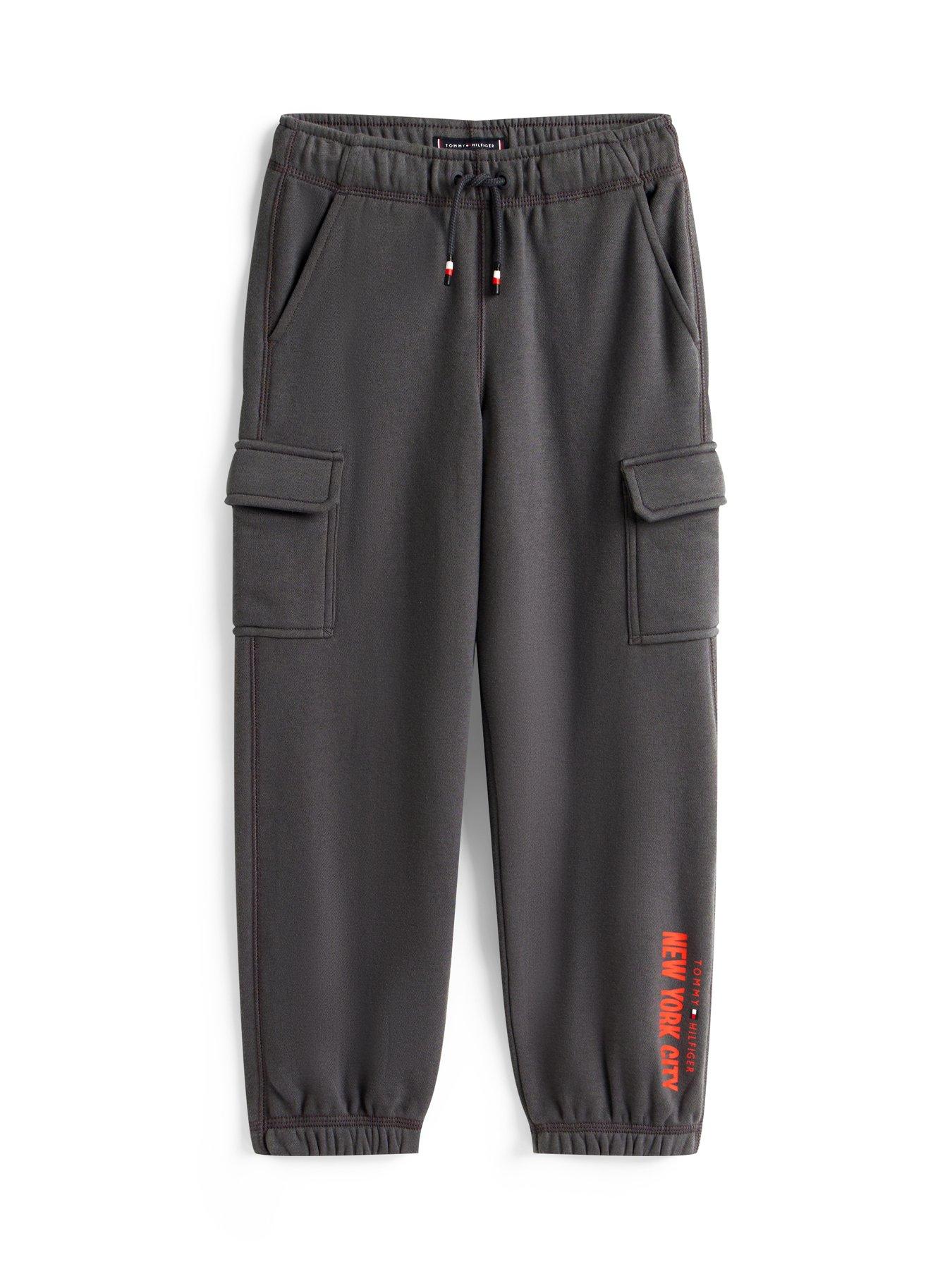 Image 6 of 6 of Tommy Hilfiger Boys Nyc Print Cargo Sweatpants - Washed Black