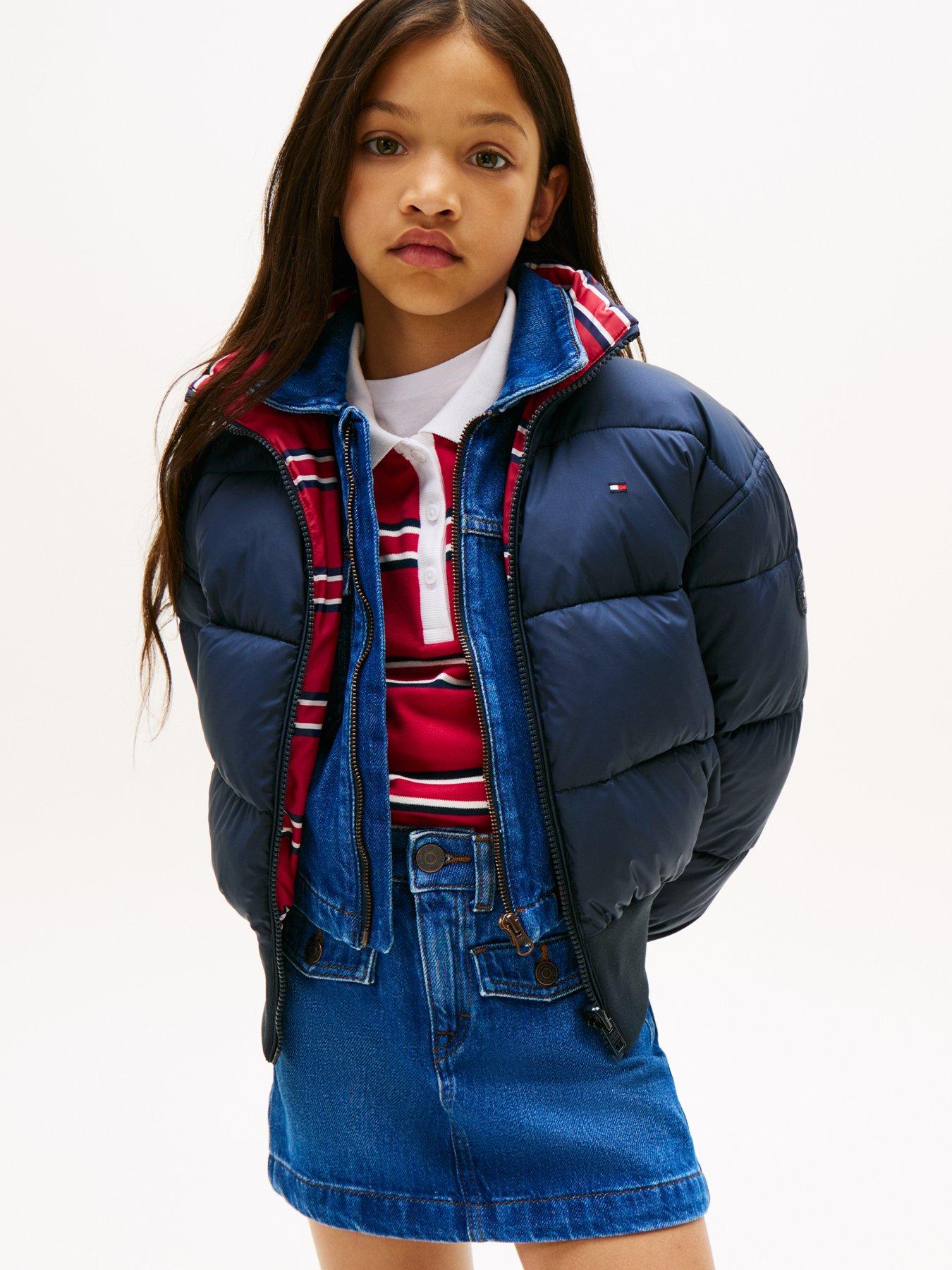 Image 1 of 6 of Tommy Hilfiger Girls Reversible Padded Bomber Jacket - Night Navy