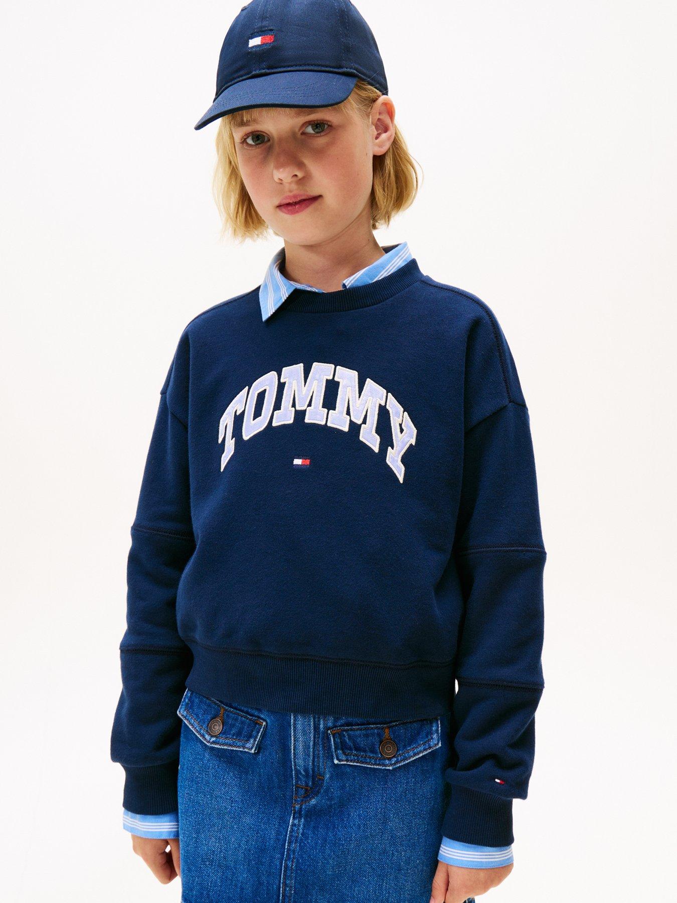 Tommy Hilfiger Girls Varsity Sweatshirt, Navy, Size Age: 14 Years