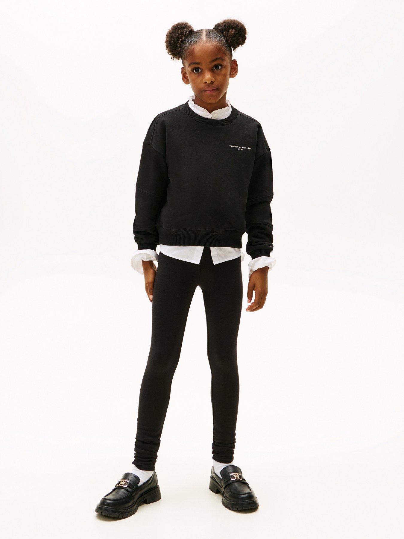 Tommy Hilfiger Girls Mini Corp Sweat And Leggings Set, Black, Size Age: 12 Years